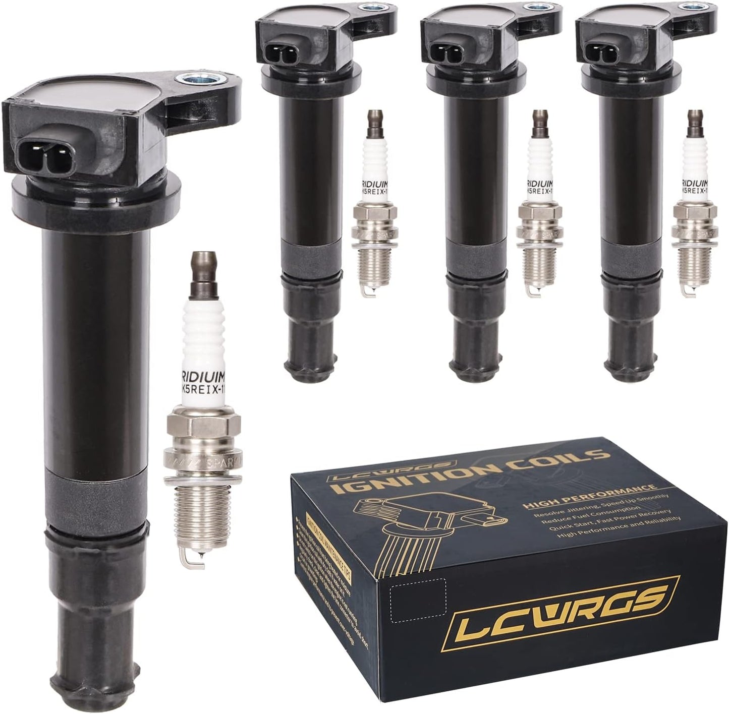 Set of 4 Ignition Coil Packs and Spark Plugs for Kia and Hyundai