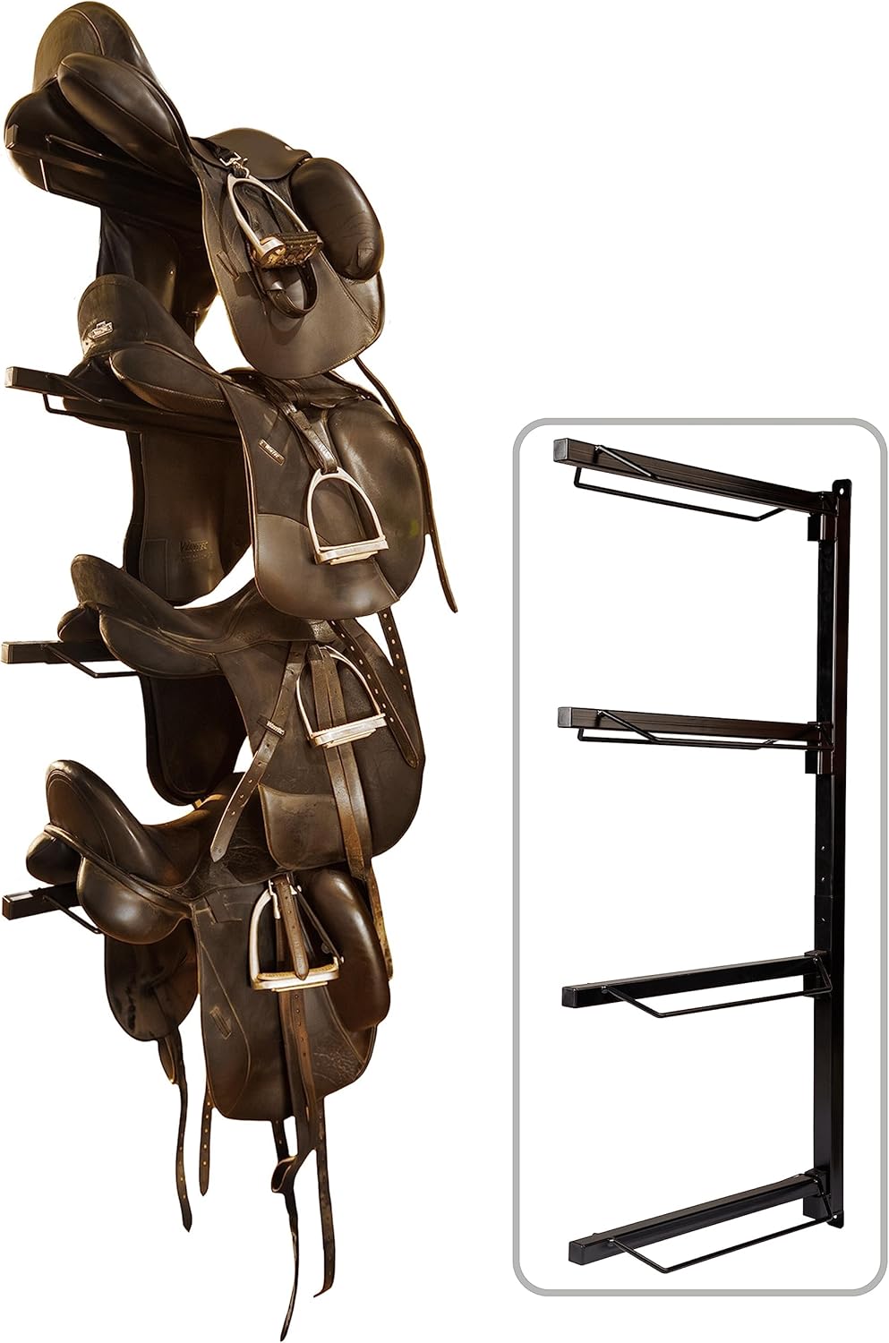 Saddle Rack Wall Mount - Heavy Duty 4-Tier for Equestrian Gear