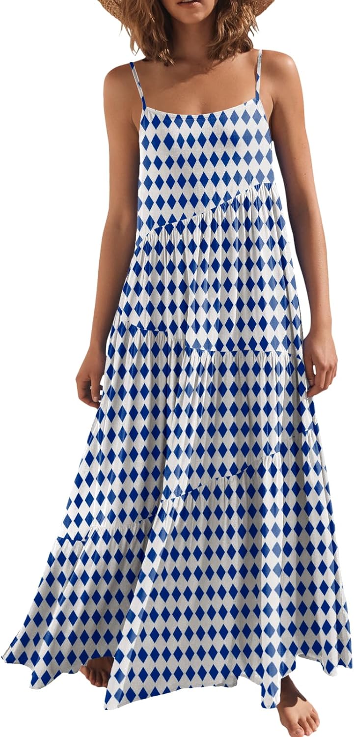 ANRABESS Women Summer Casual Loose Sleeveless Sundress Maxi Dress
