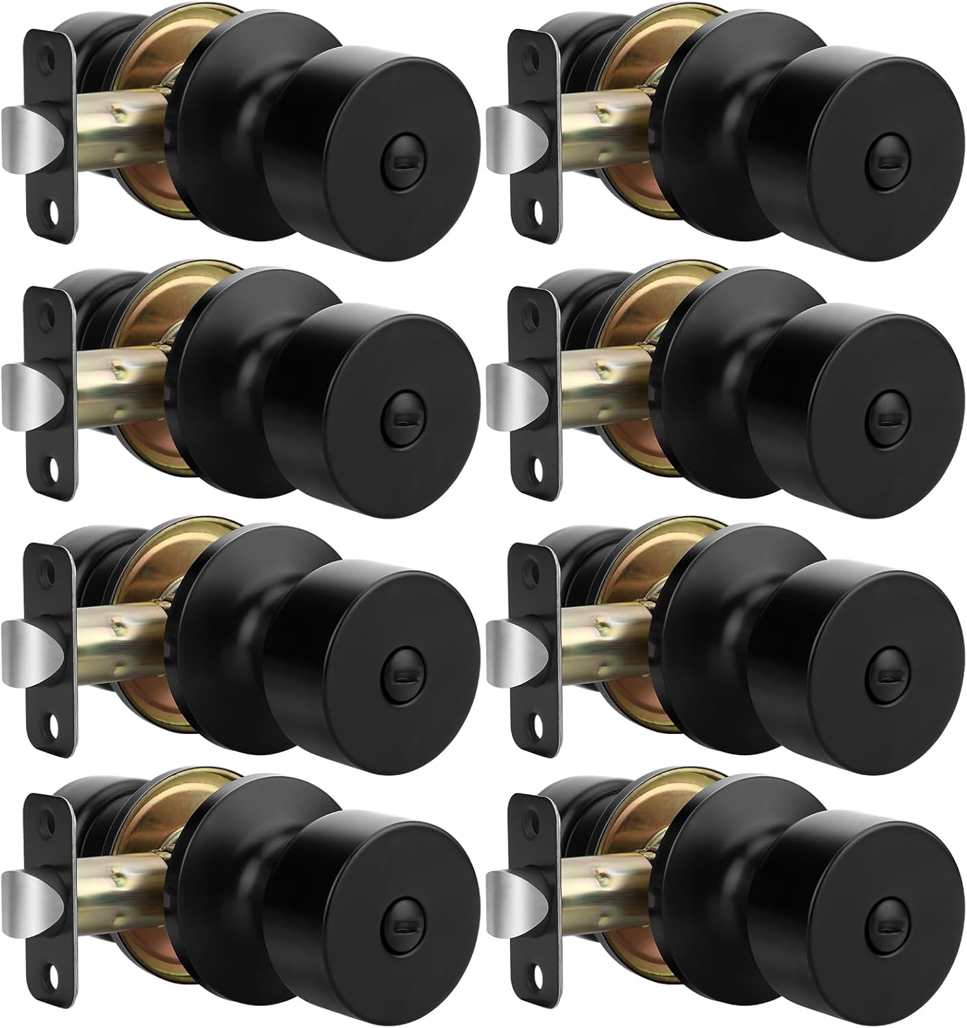 Goldenwarm Black Door Knobs for Interior Privacy Needs - 8 Pack