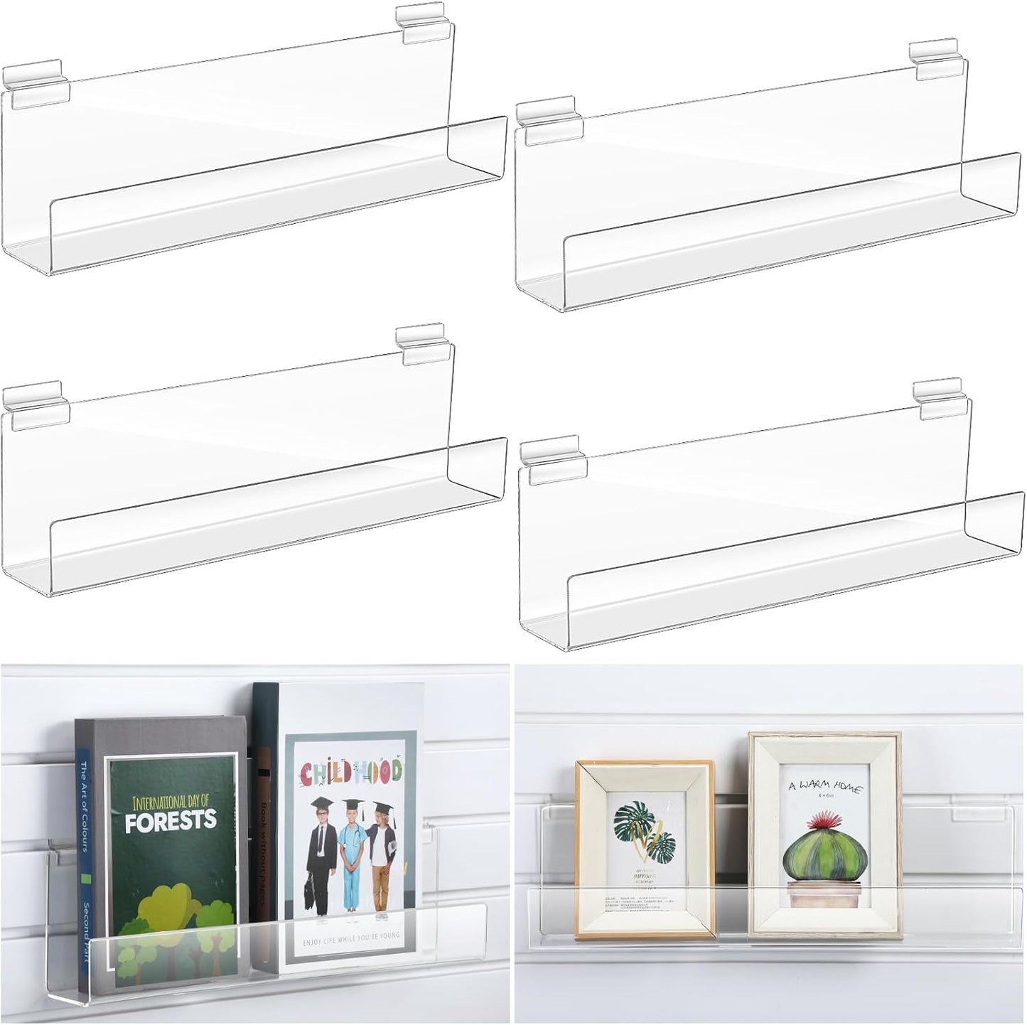4 Pack Slatwall J Ledge Shelf for Retail Display and Home Use