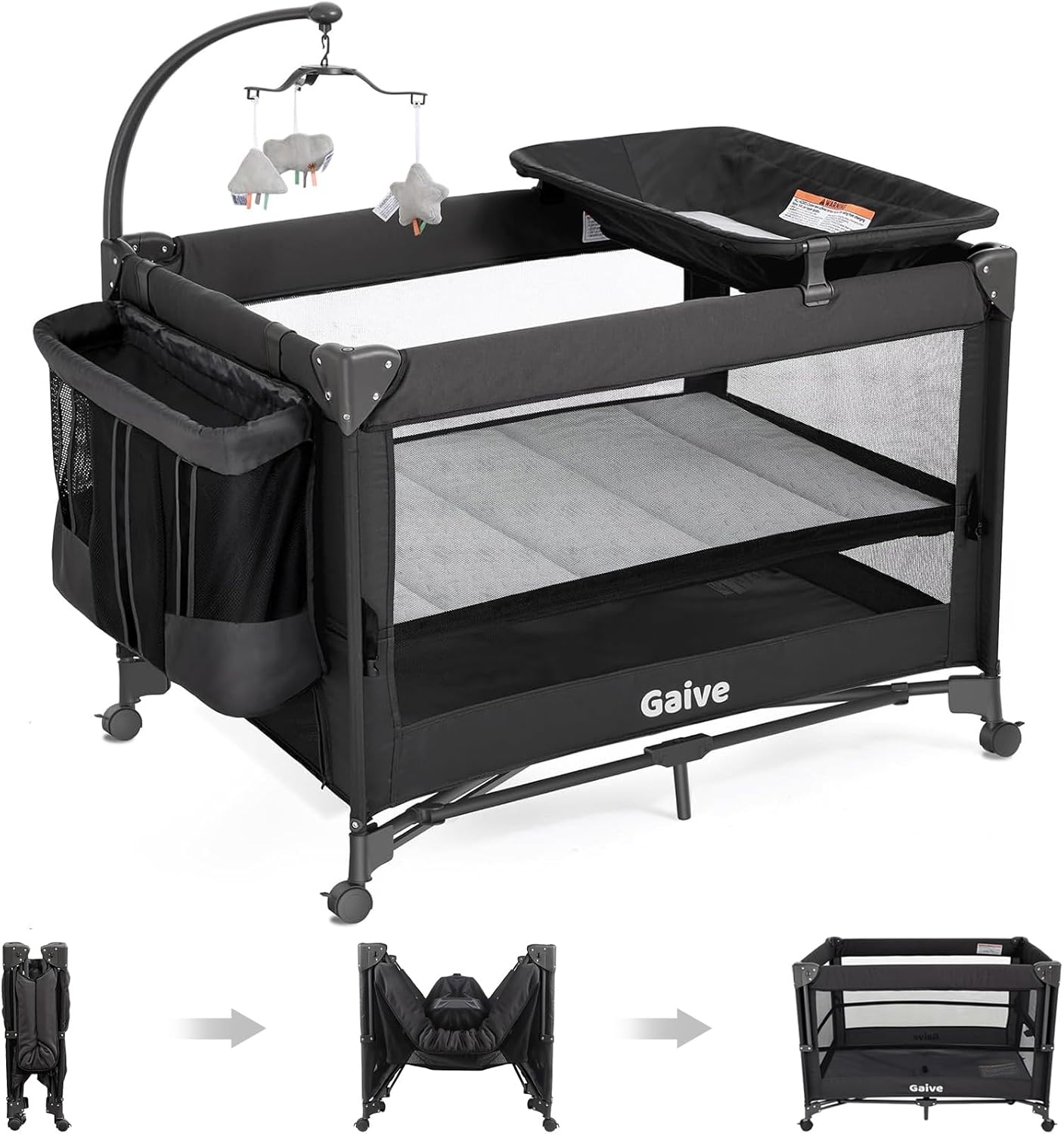 Baby Bassinet Bedside Crib with Mattress and Diaper Changer