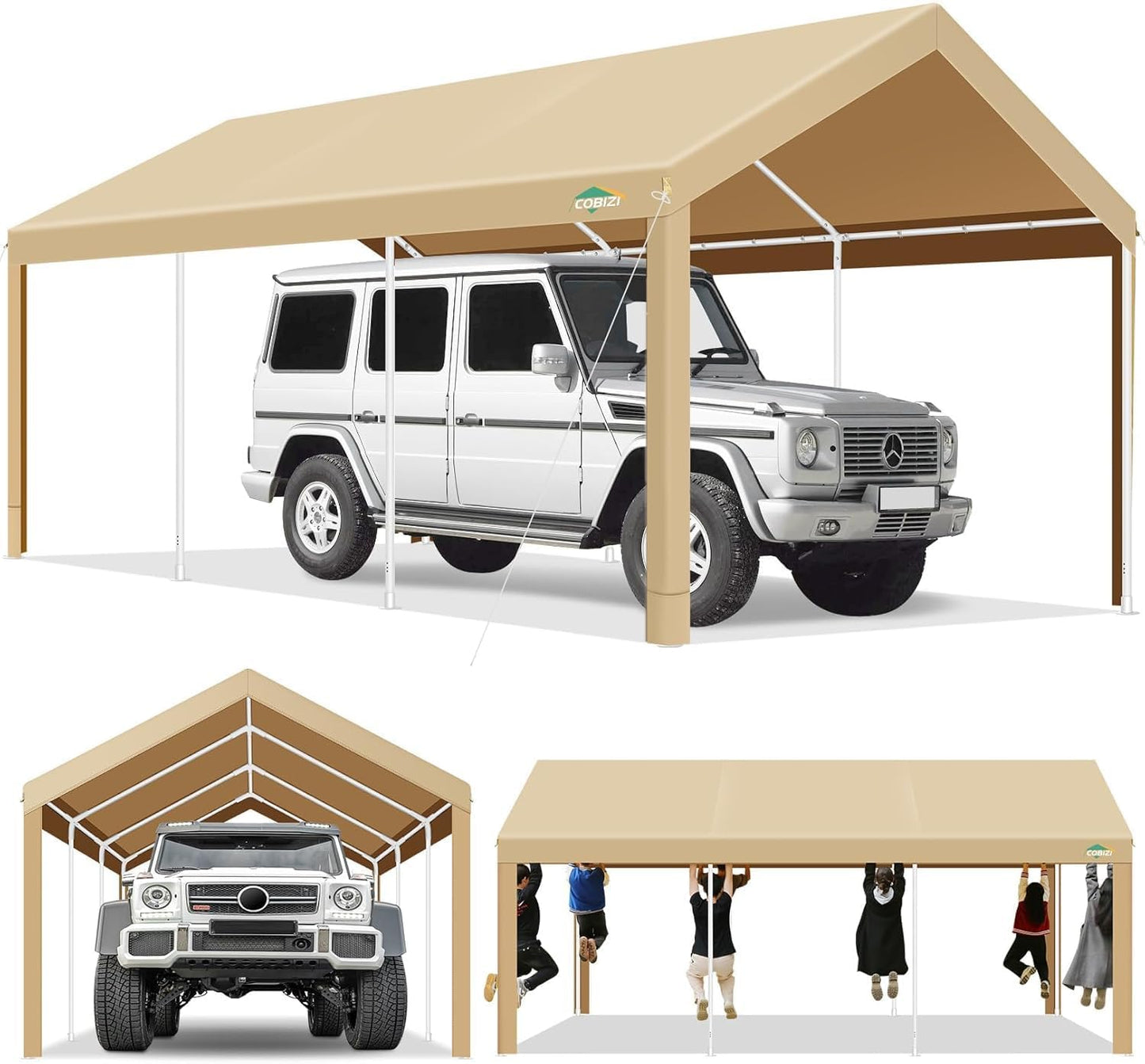 COBIZI Carport 10x20ft Heavy Duty Portable Garage for Vehicles