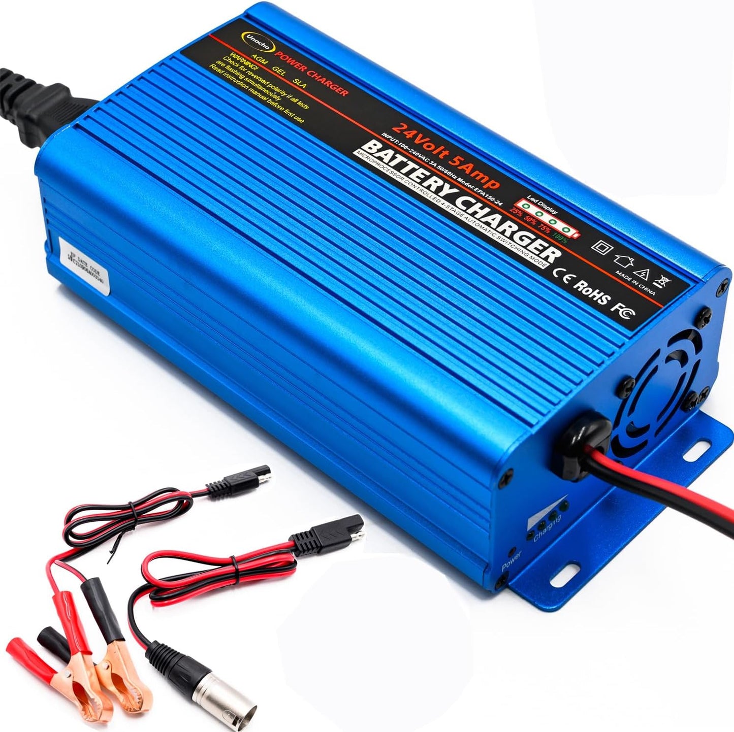 24Volt Battery Charger Smart Fully Automatic 5A Trickle Charger