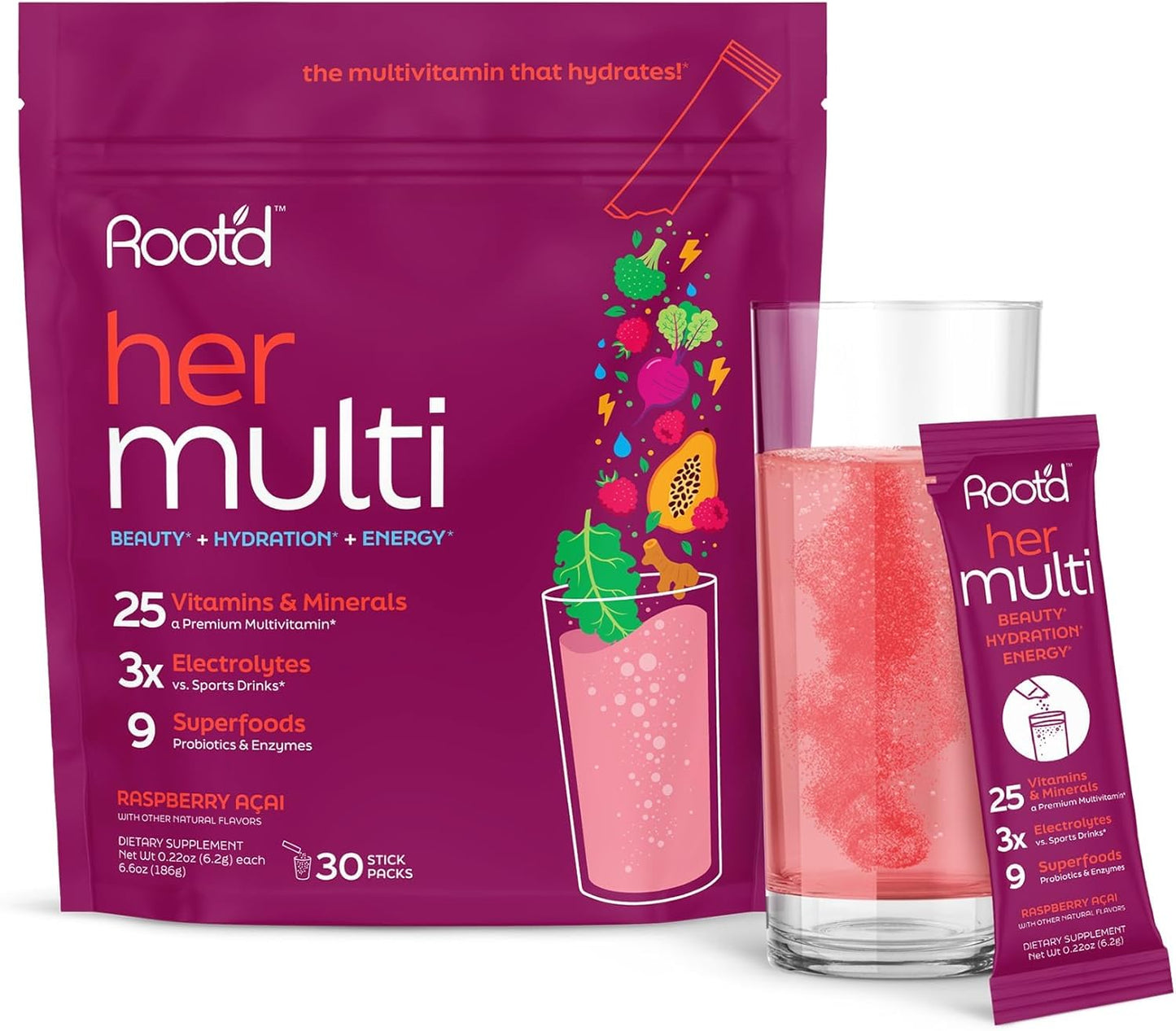 Root'd Multivitamin Powder for Women - 25 Vitamins & Minerals