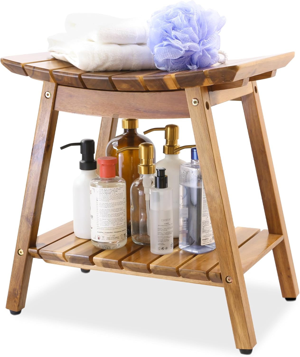 ENKEZI 18in Shower Stool with Leg-Shaving Shelf