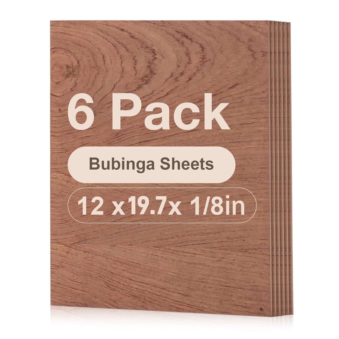 6 Pack Bubinga Plywood Sheets for Laser Cutting and Crafts