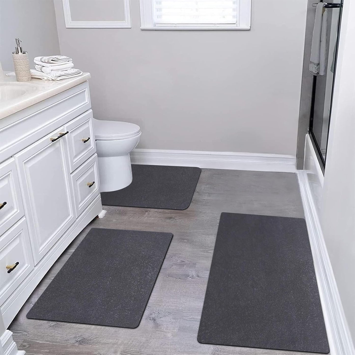 Diatomaceous Earth Bath Mat Set - Super Absorbent Quick Dry