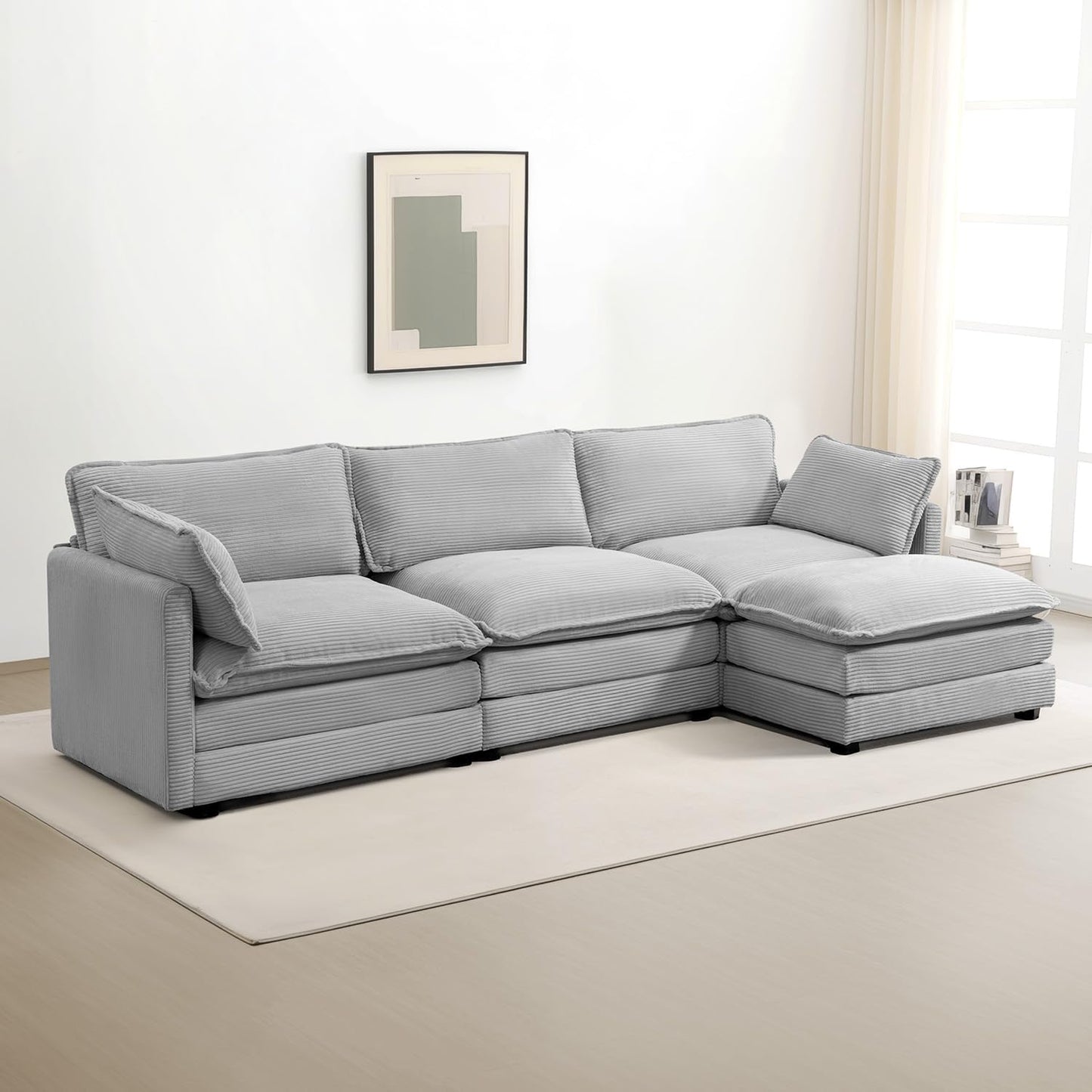 ROWHY Oversized Modular Sectional Sofa with Movable Ottoman
