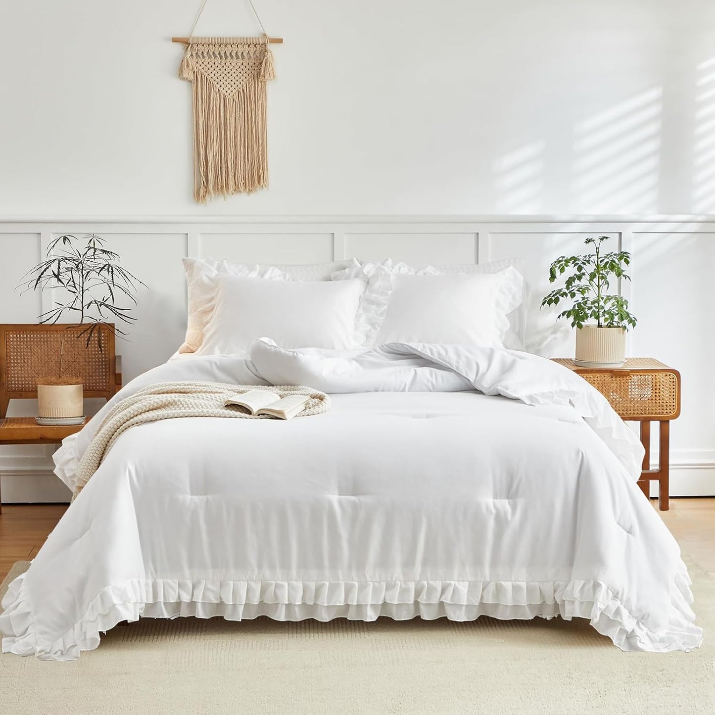 White Ruffled Comforter Set Twin Size for Cozy Bedrooms