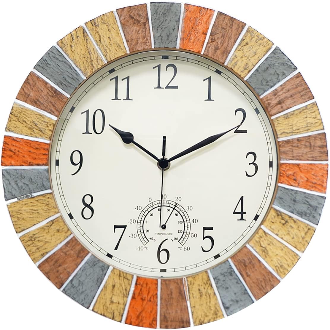 UMEXUS 13 Inch Indoor Outdoor Clock and Thermometer Combo