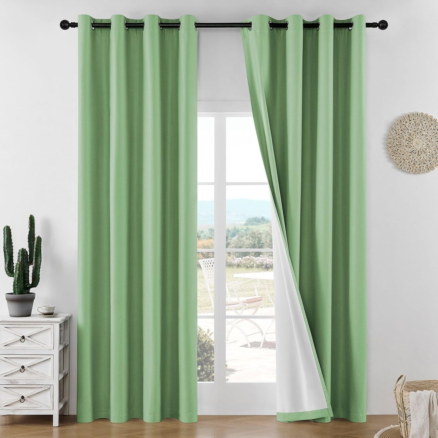 Joydeco Linen Blackout Curtains 120 Inches Long for Bedroom