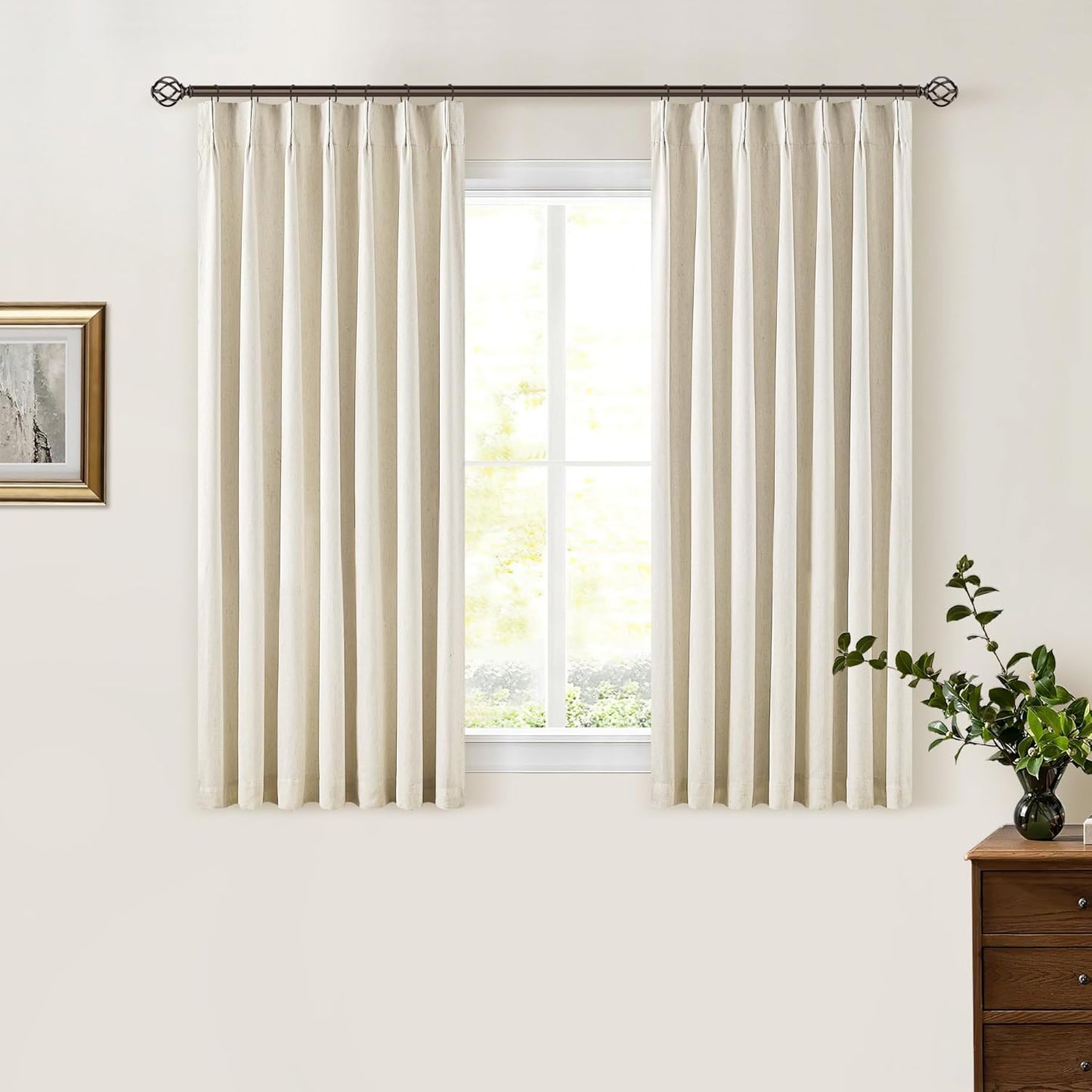 Beige Blackout Cafe Curtains 45 Inch Length for Cozy Spaces