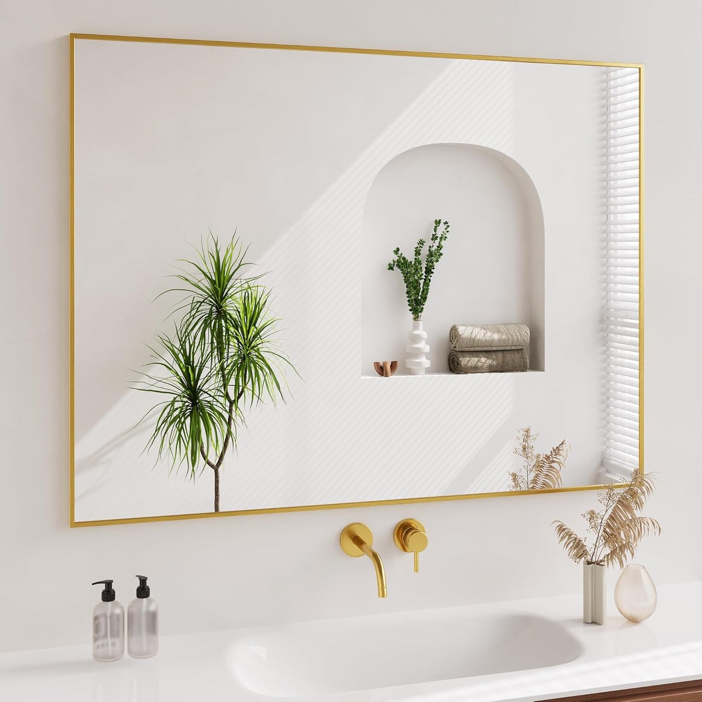 Koonmi Gold Mirrors for Wall - Stylish 36x48 Inch Design