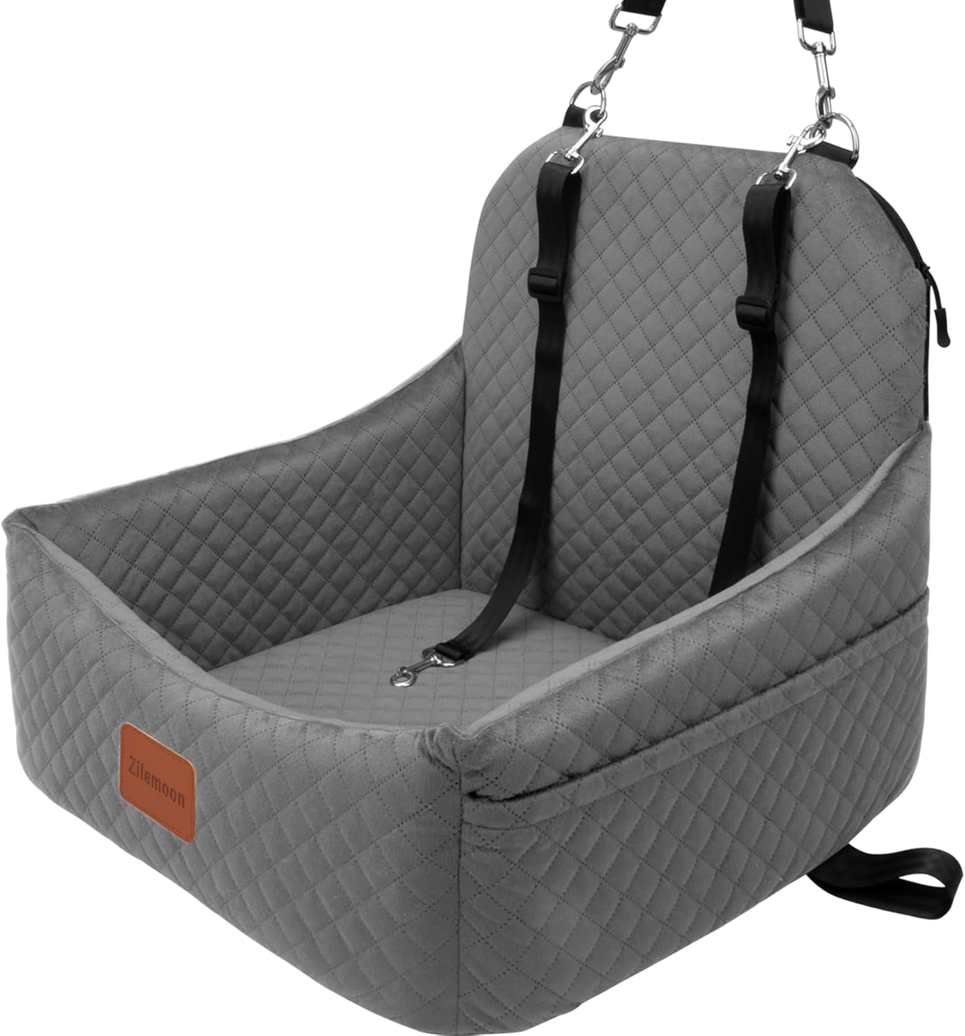 S1-Grey Car Dog Seat with Safety Leashes for Small Dogs