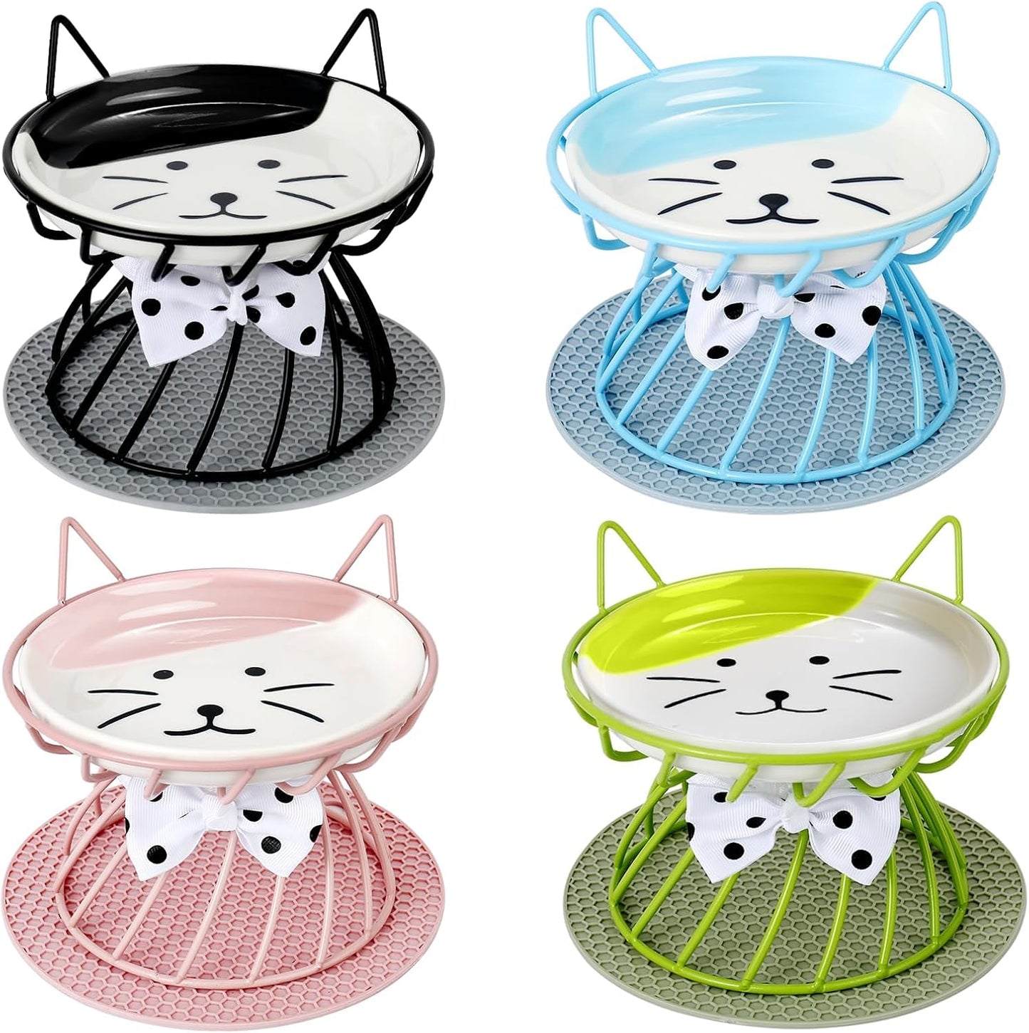 4-in-1 Elevated Pet Food Bowls for Cats & Puppies - Stylish Design