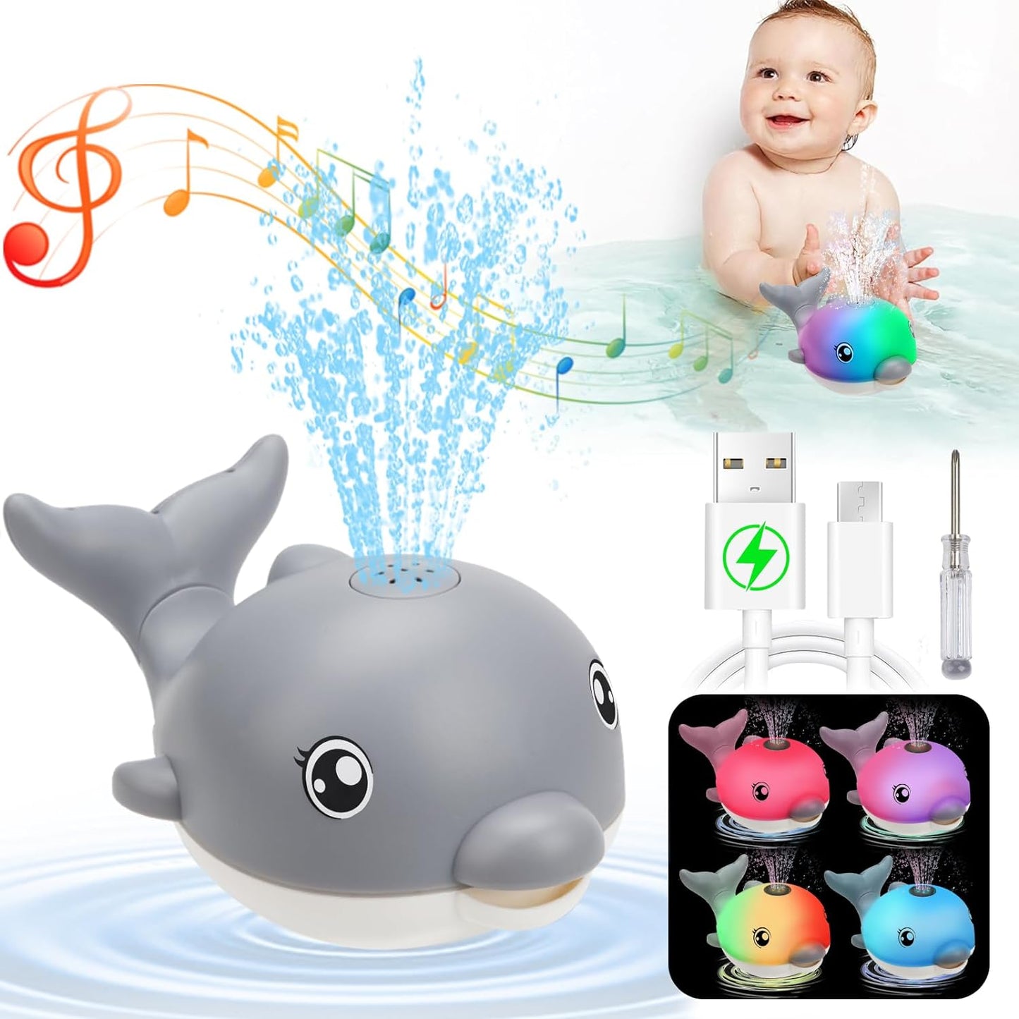 Rechargeable Dolphin Sprinkler Bath Toy - Fun & Educational