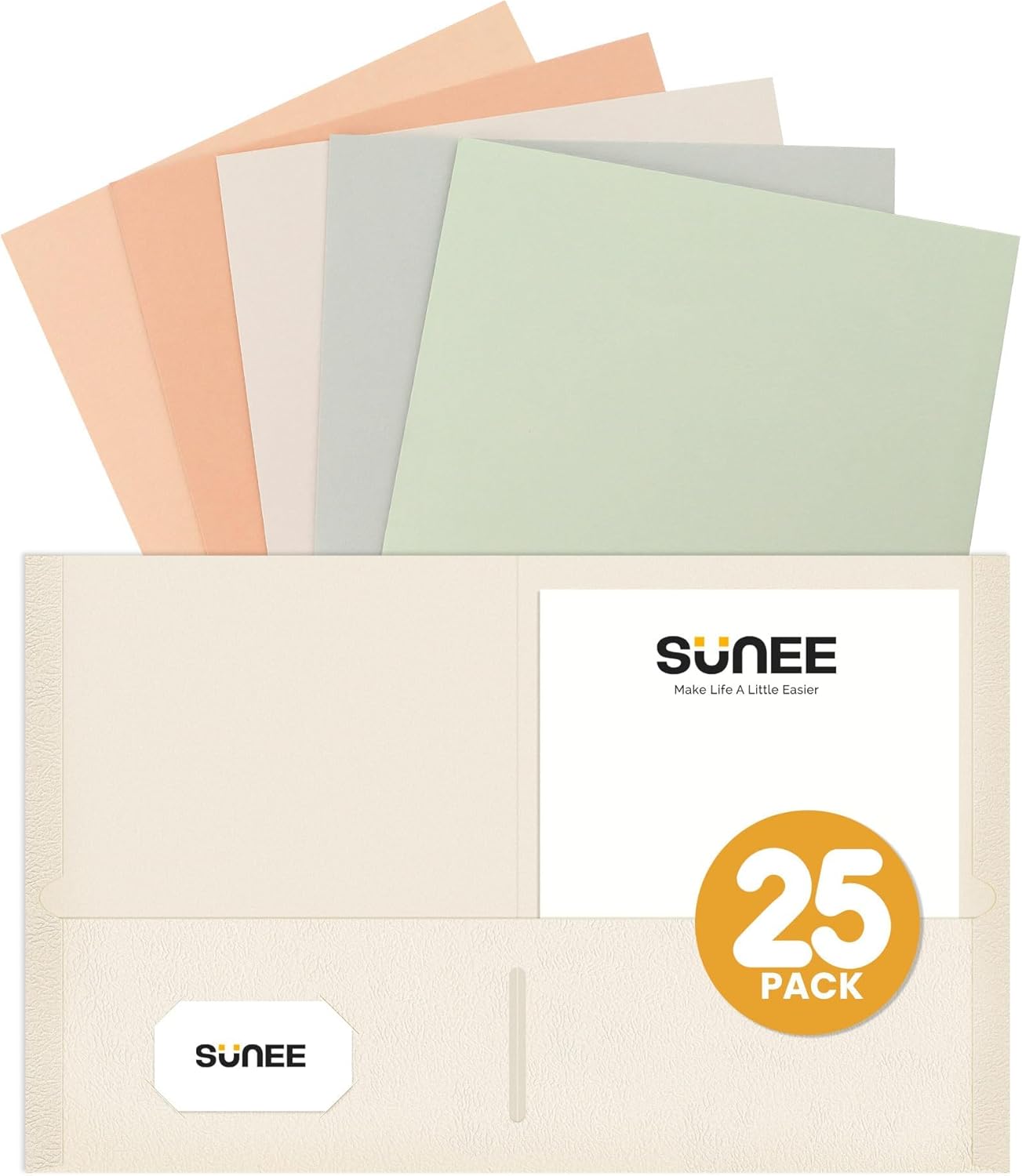 SUNEE 2 Pocket Folders (25 Pack, Pastel) - Organize with Style!