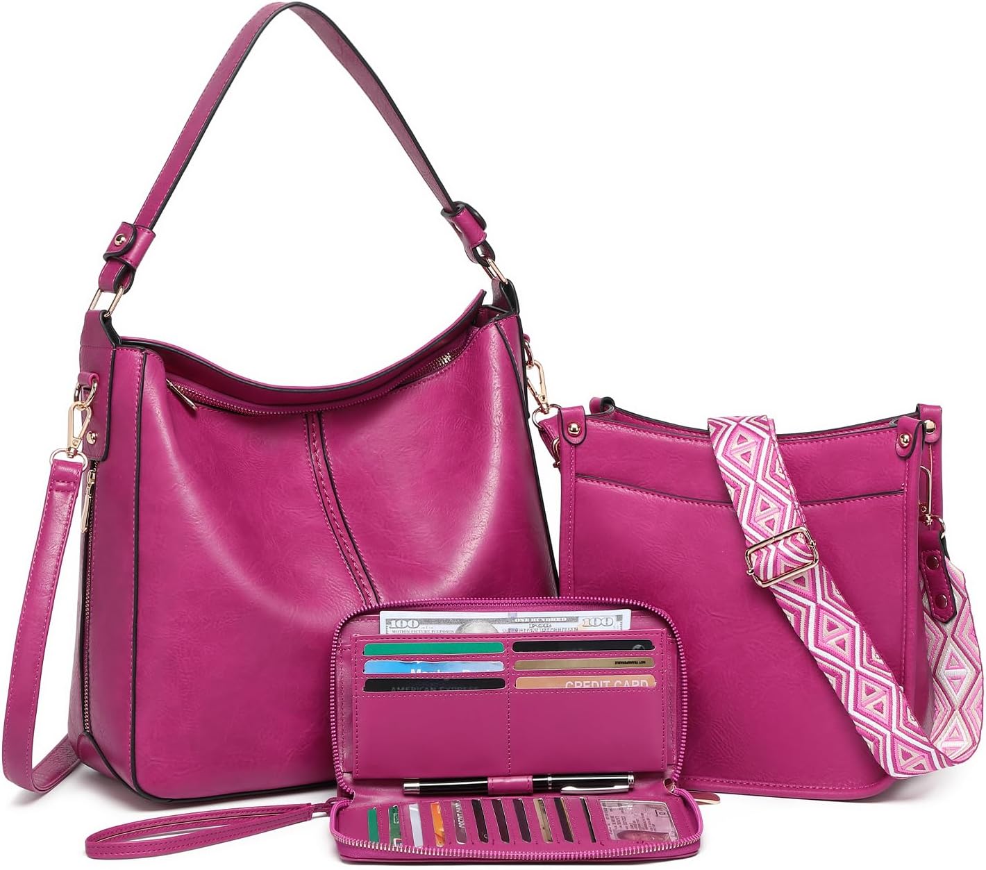 Stylish 3PCS Purses for Women, Large Leather Crossbody Bags Set