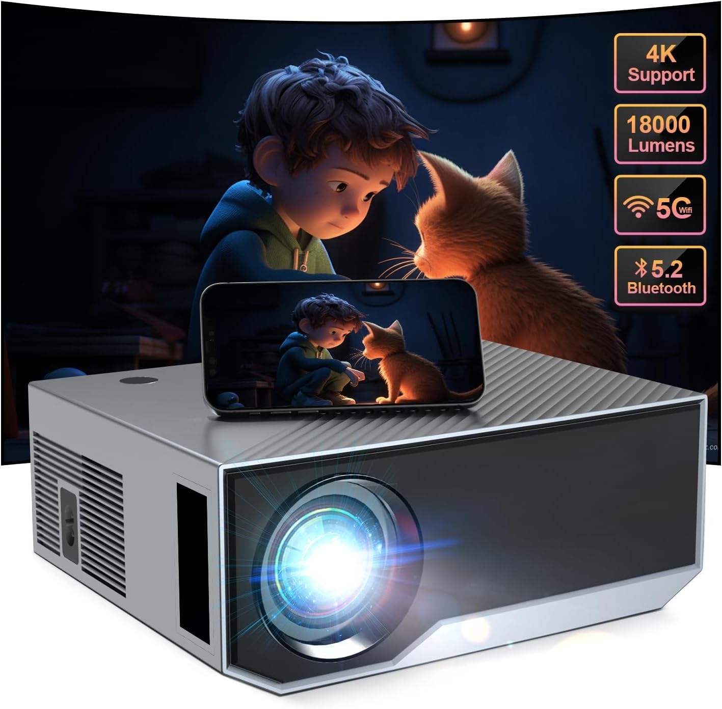 18000L Full HD WiFi Projector - Stunning Clarity!