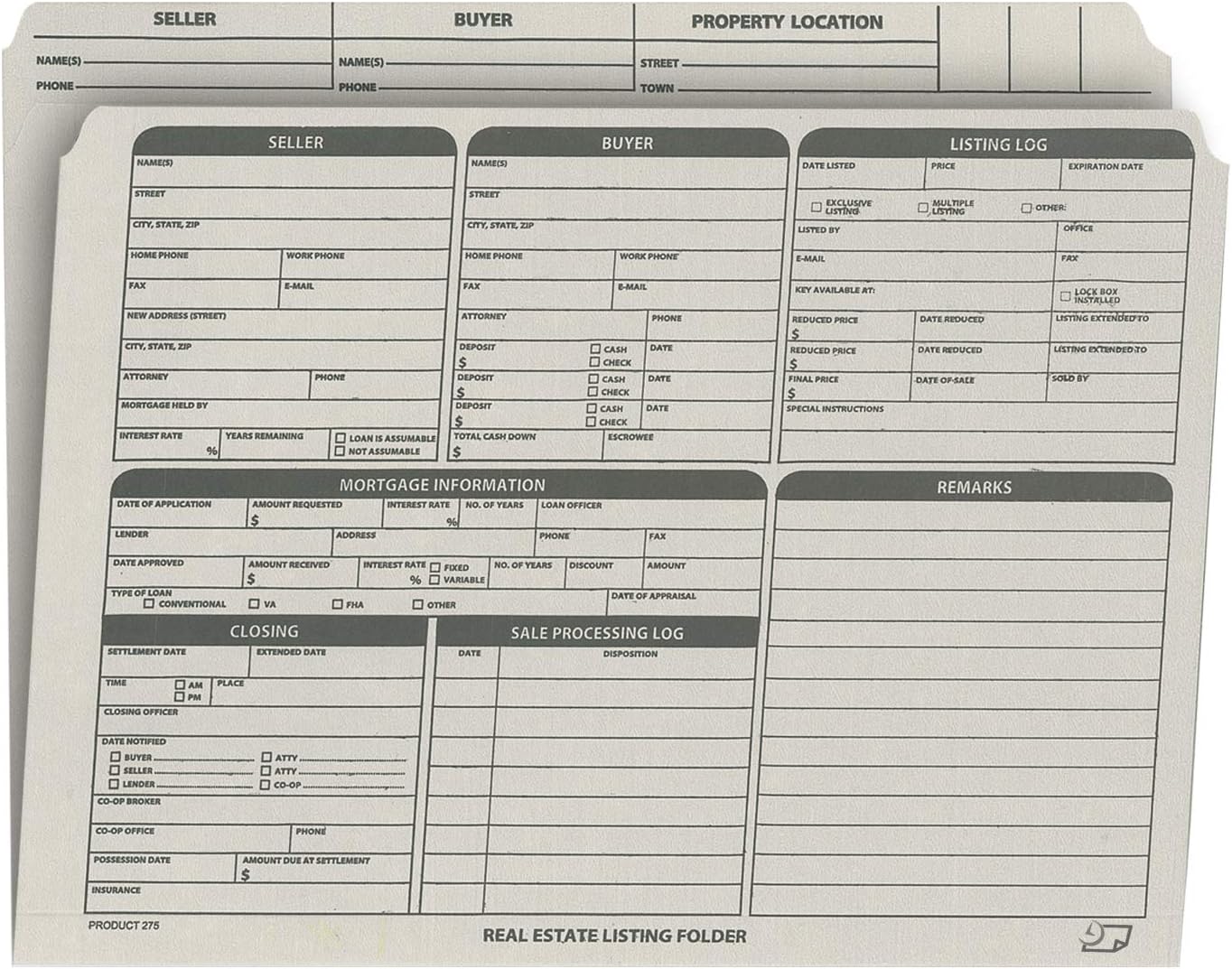 Real Estate Listing Folder with Right Panel for Easy Organizing