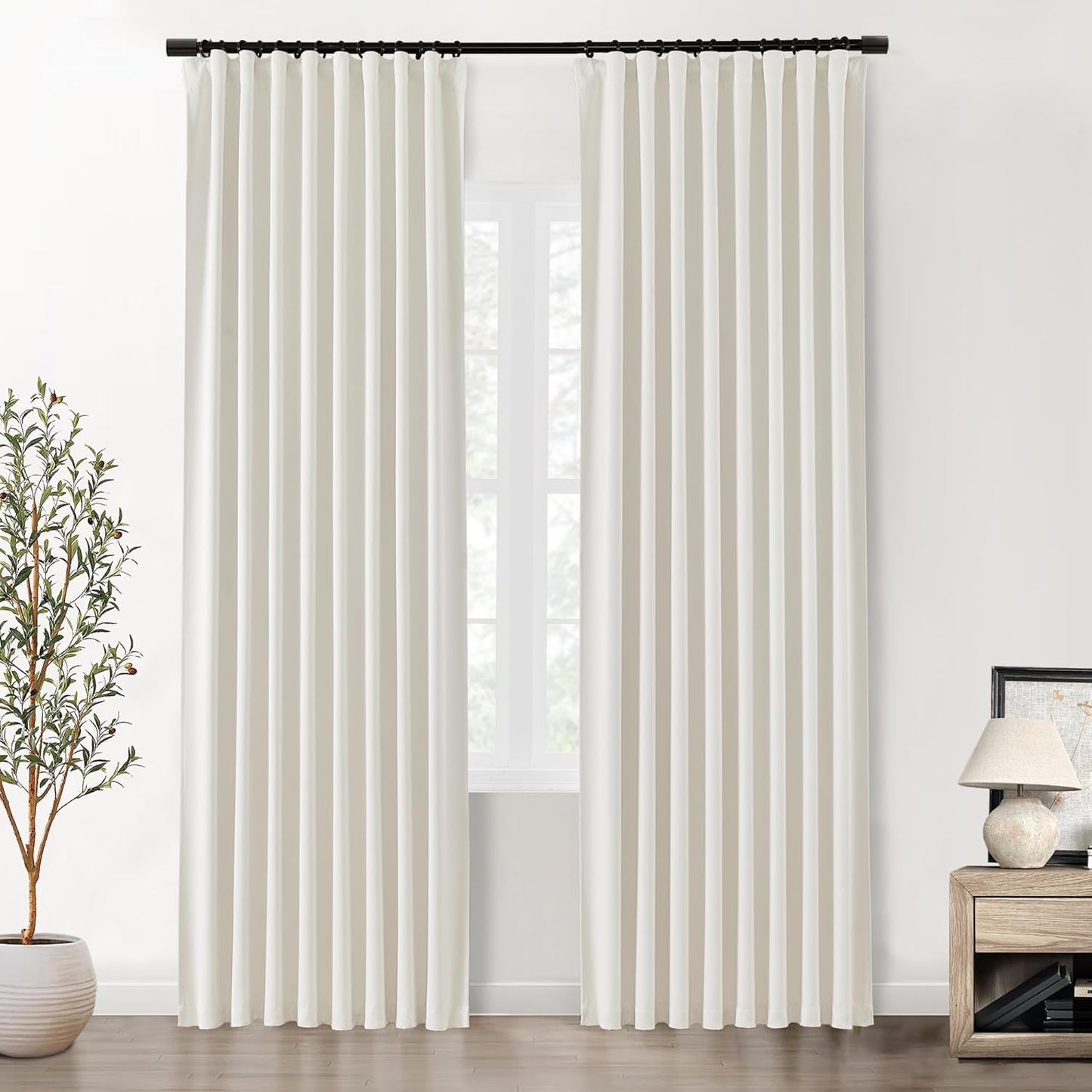 SHINELAND Cream Blackout Curtains for Living Room and Bedroom