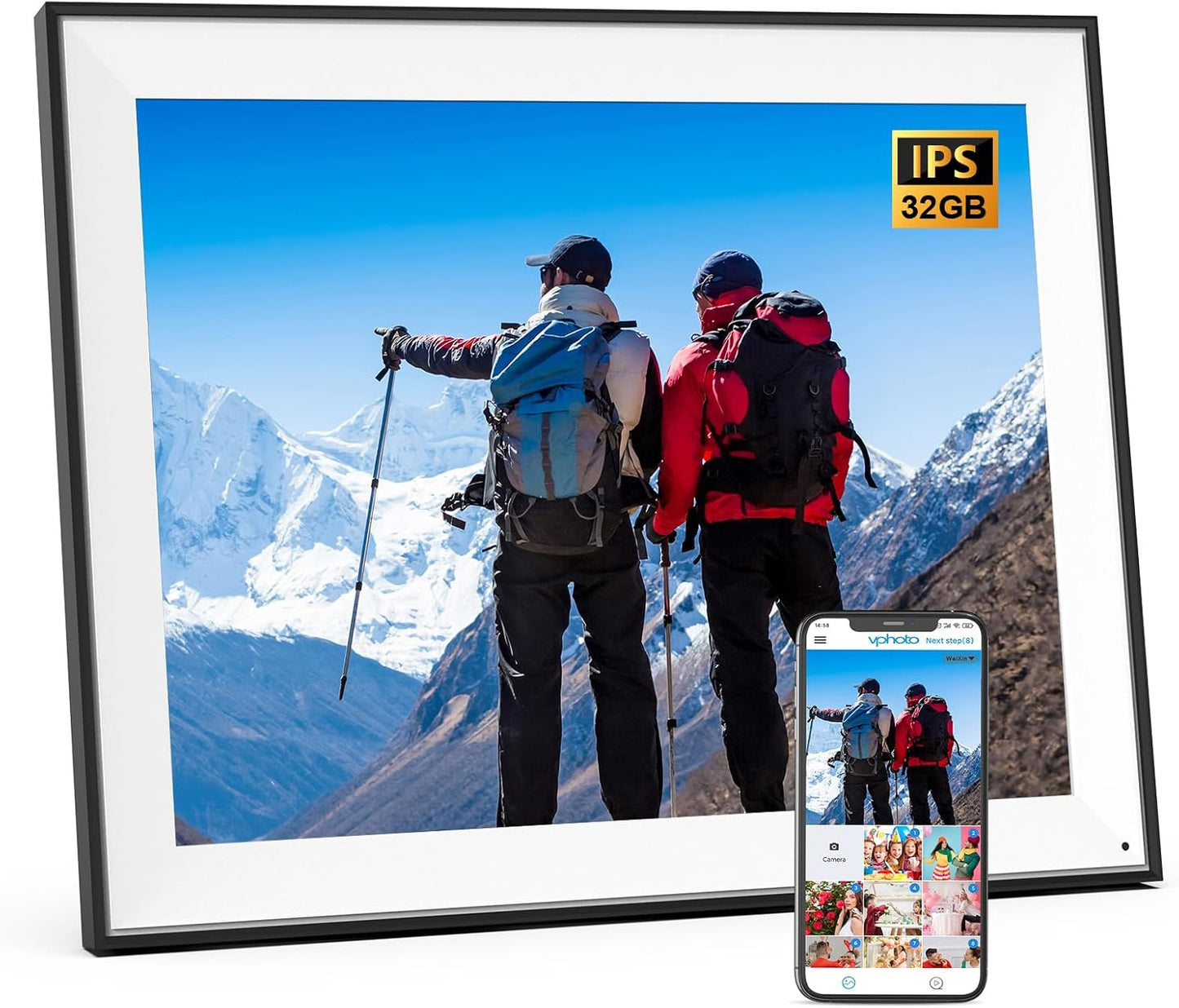 Large Digital Picture Frame 17in with WiFi and 32GB Storage