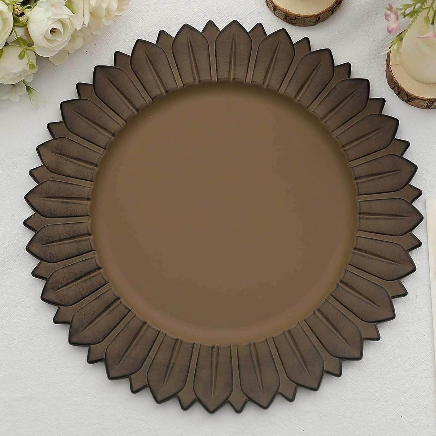 12 Pack Matte Sunflower Charger Plates for Elegant Events
