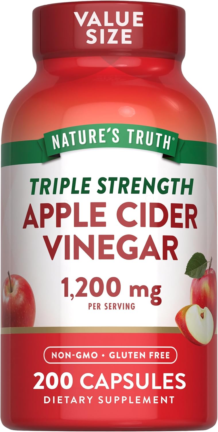 Extra Strength Apple Cider Vinegar Capsules | 1200mg | 200 Pills