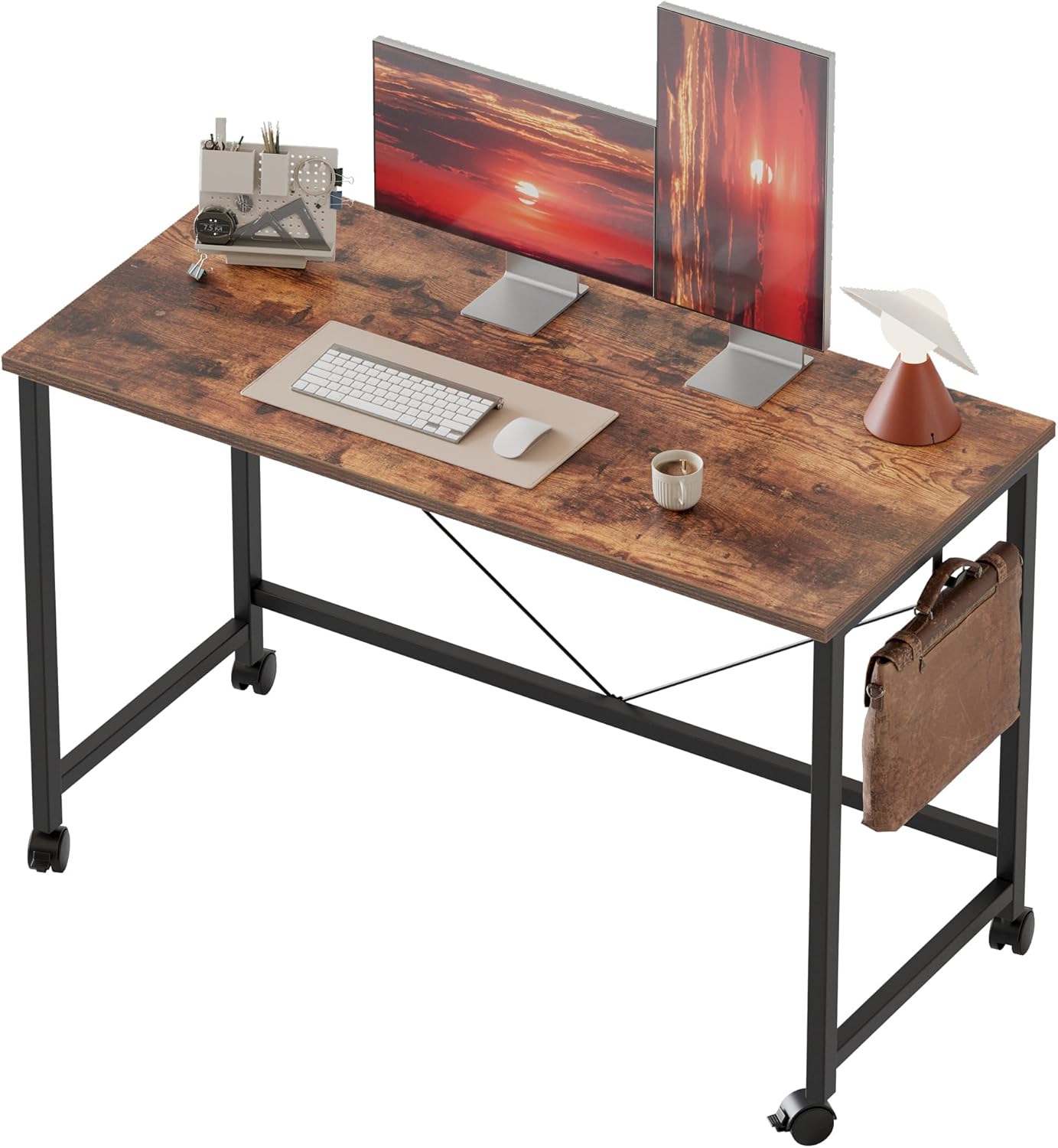 Rolling Computer Desk with Wheels for Small Spaces and Home Office