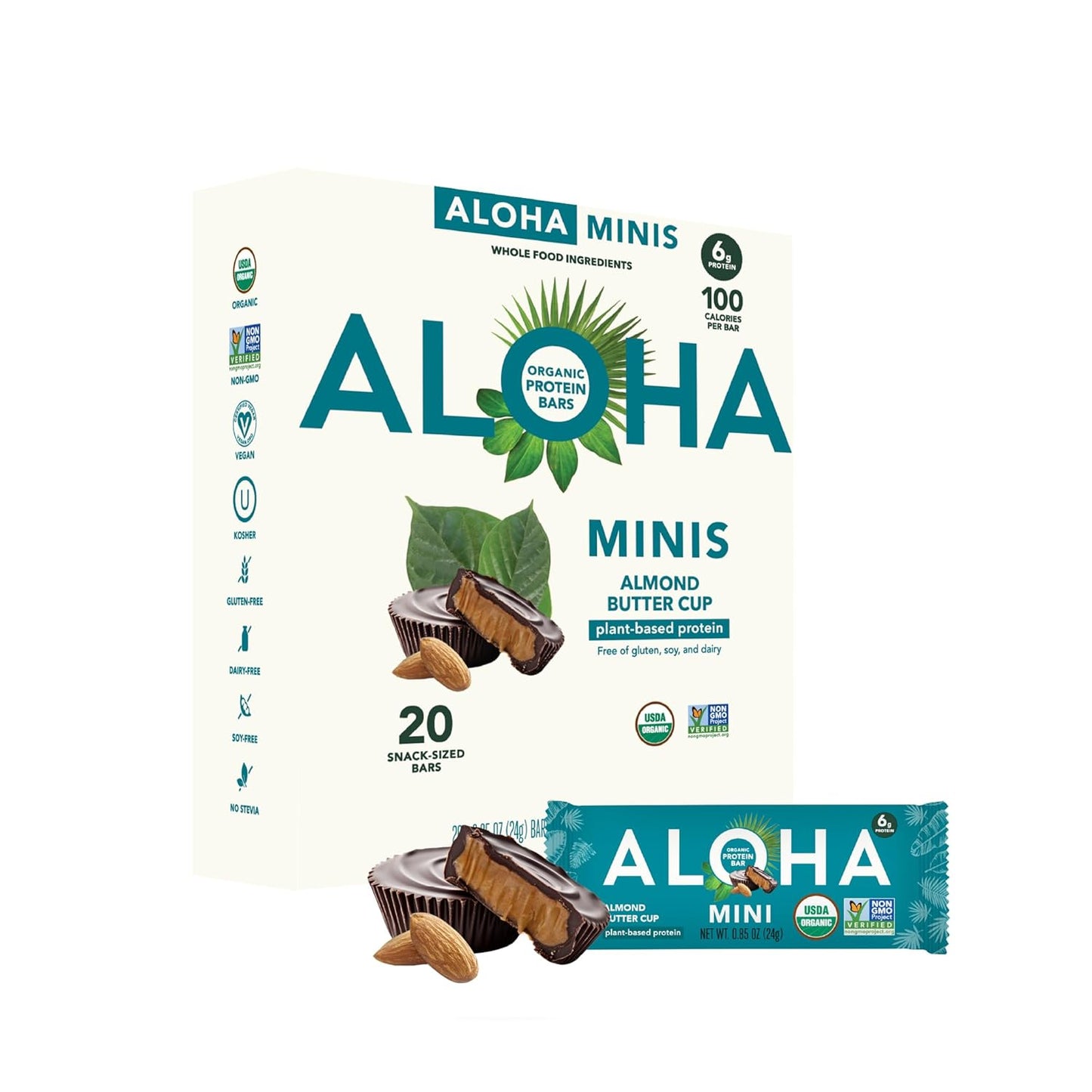 ALOHA Organic Plant Based Protein Bar MINIS for Healthy Snacking