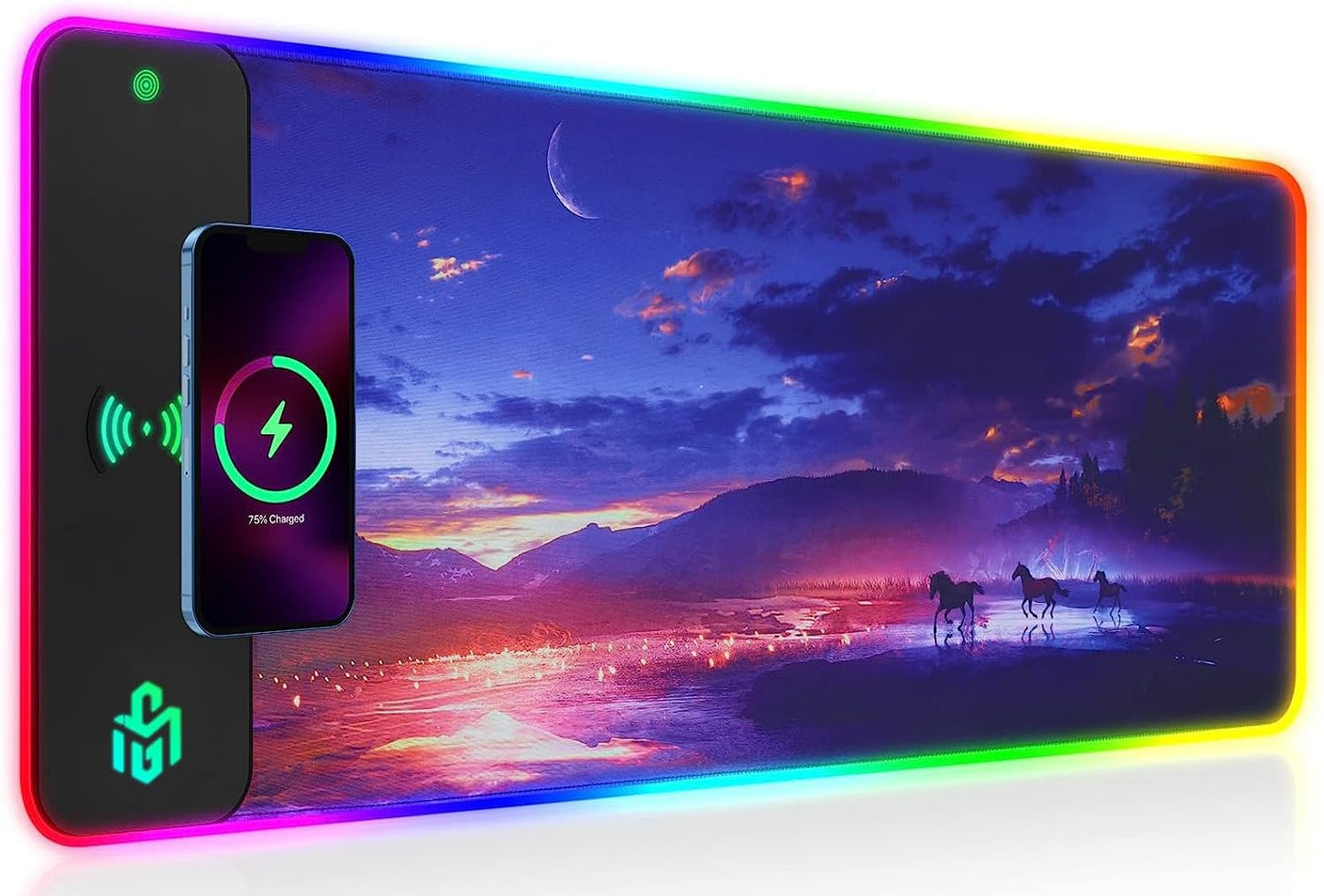 GIM Wireless Charging RGB Gaming Mouse Pad with 10 Light Modes