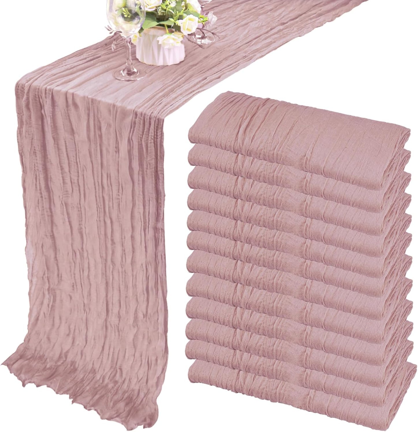 12 Pack 10Ft Cheesecloth Table Runner for Elegant Events