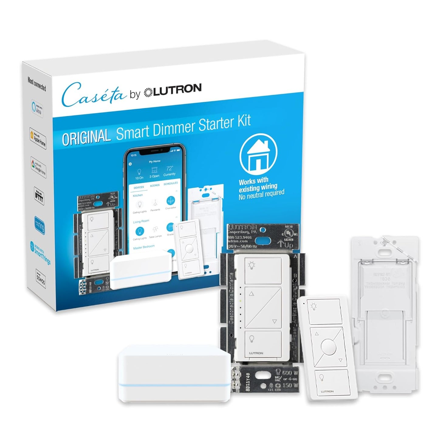 Lutron Caseta Smart Dimmer Switch Kit with Pico Remote Control