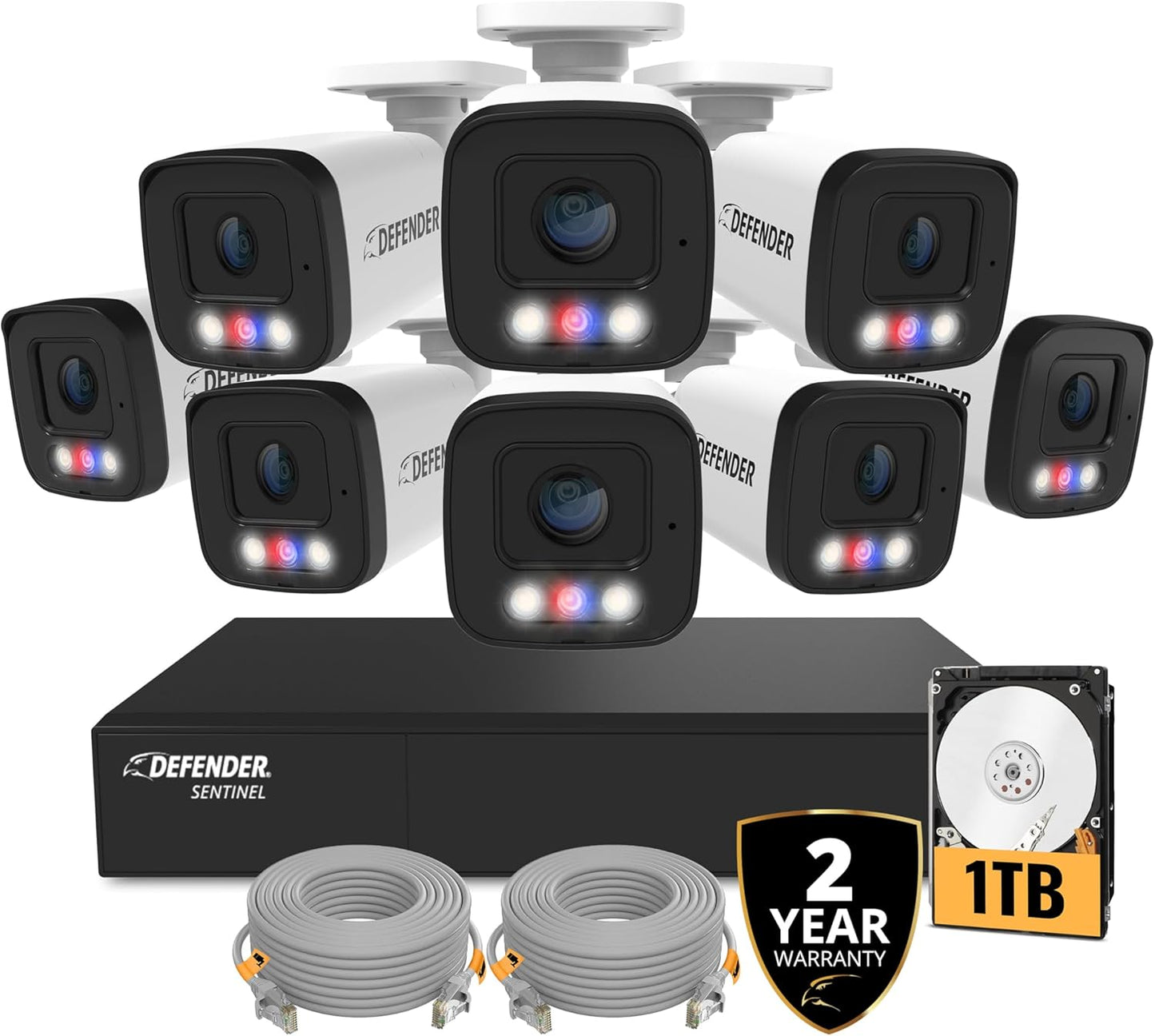 AI-Powered Defender Security System: 4k Poe Cameras with AI Human Detection