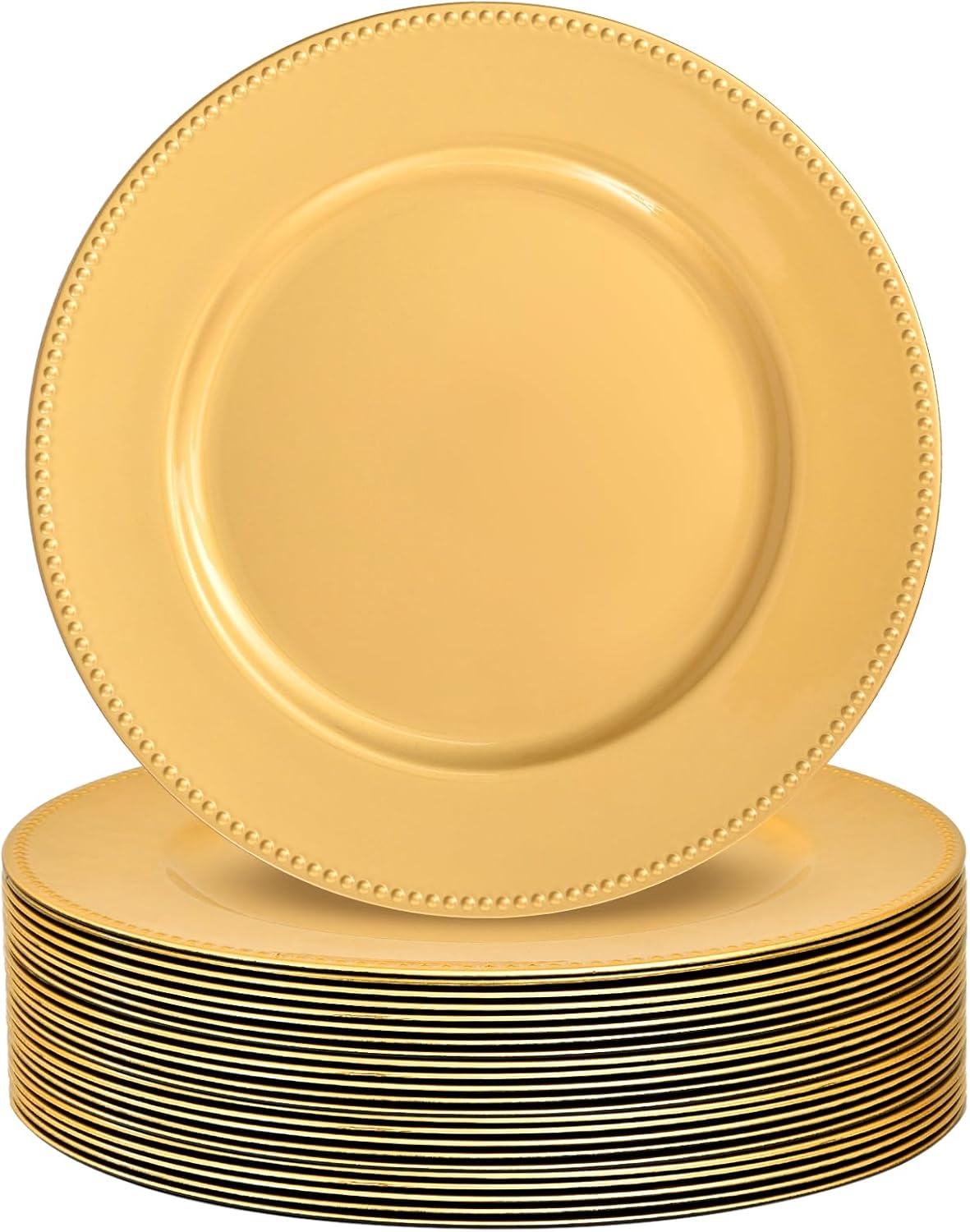 24 Gold Beaded Charger Plates: Elegant Dining Essential