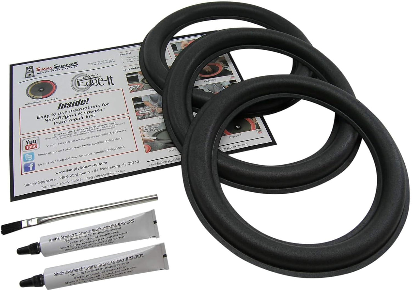 JL Audio 3 Pack 10 Inch Foam Speaker Repair Kit for 10W6v2-D4