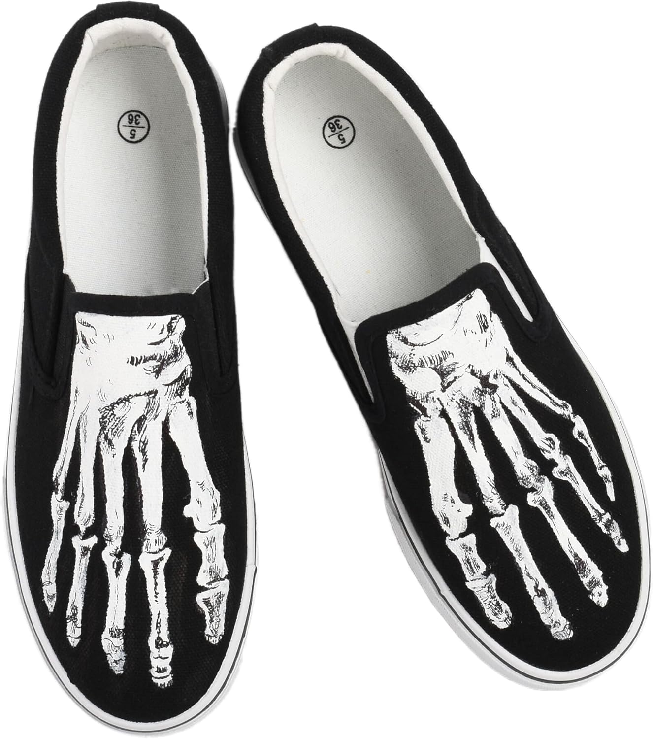 Skeleton Feet Slip-on Sneakers with Unique Hand Painted Artwork
