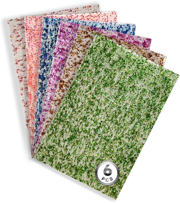 Glitter Acrylic Sheets 8x12 for Arts & Crafts - Pack of 6