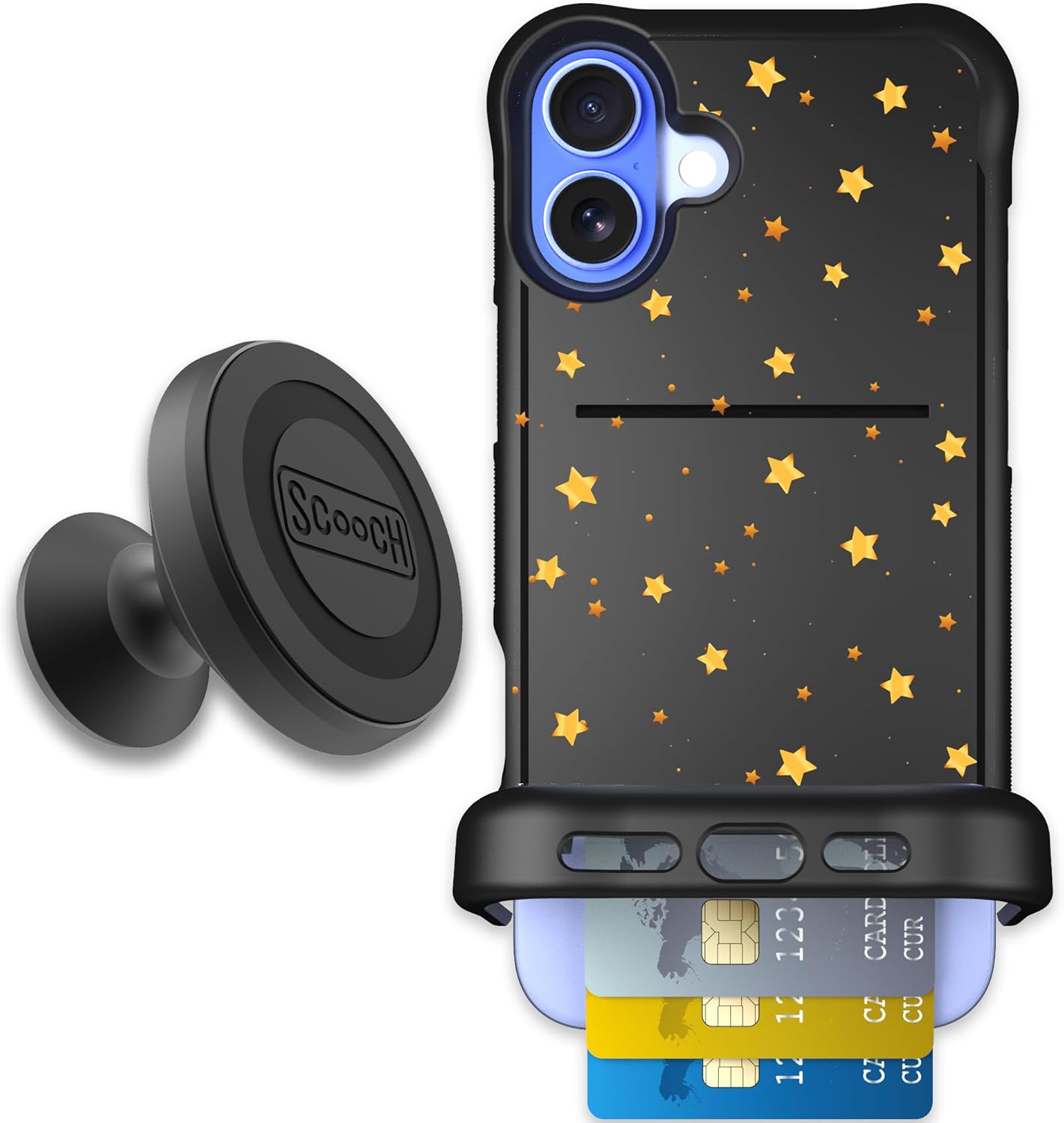Scooch iPhone 16 Plus Case with Hidden Card Holder and Kickstand