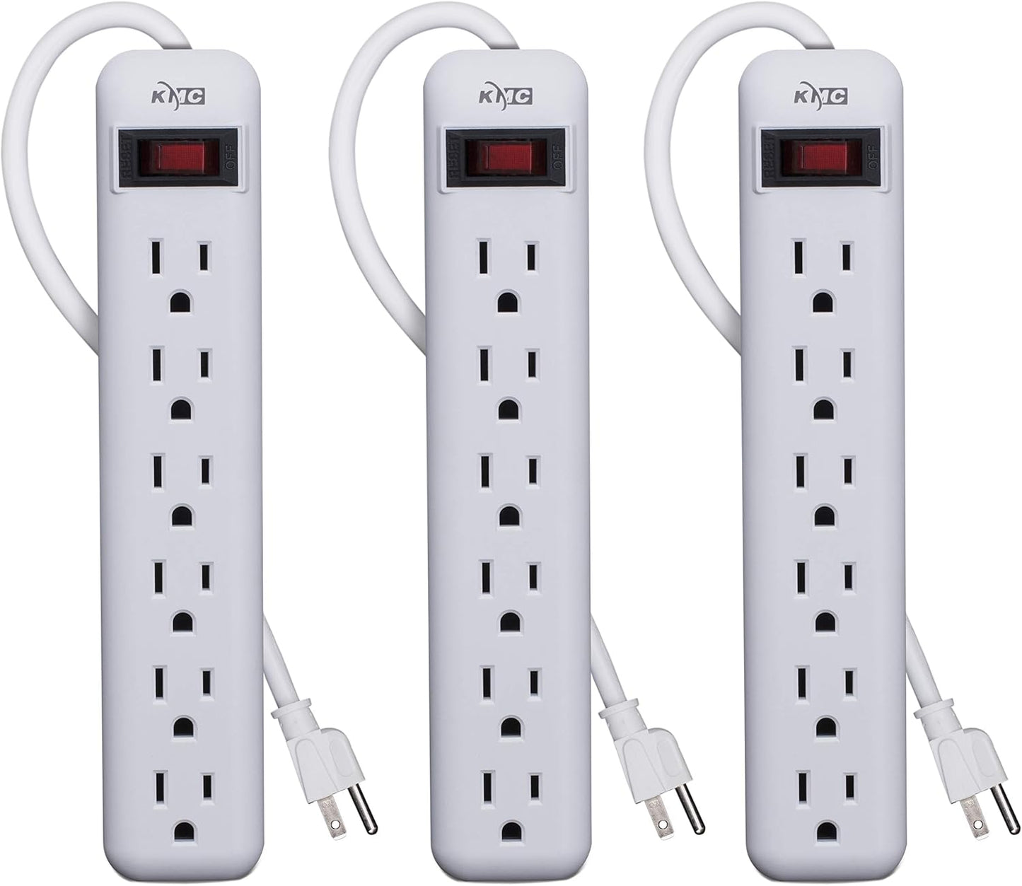 KMC 6-Outlet Power Strip Pack - Overload Protection!