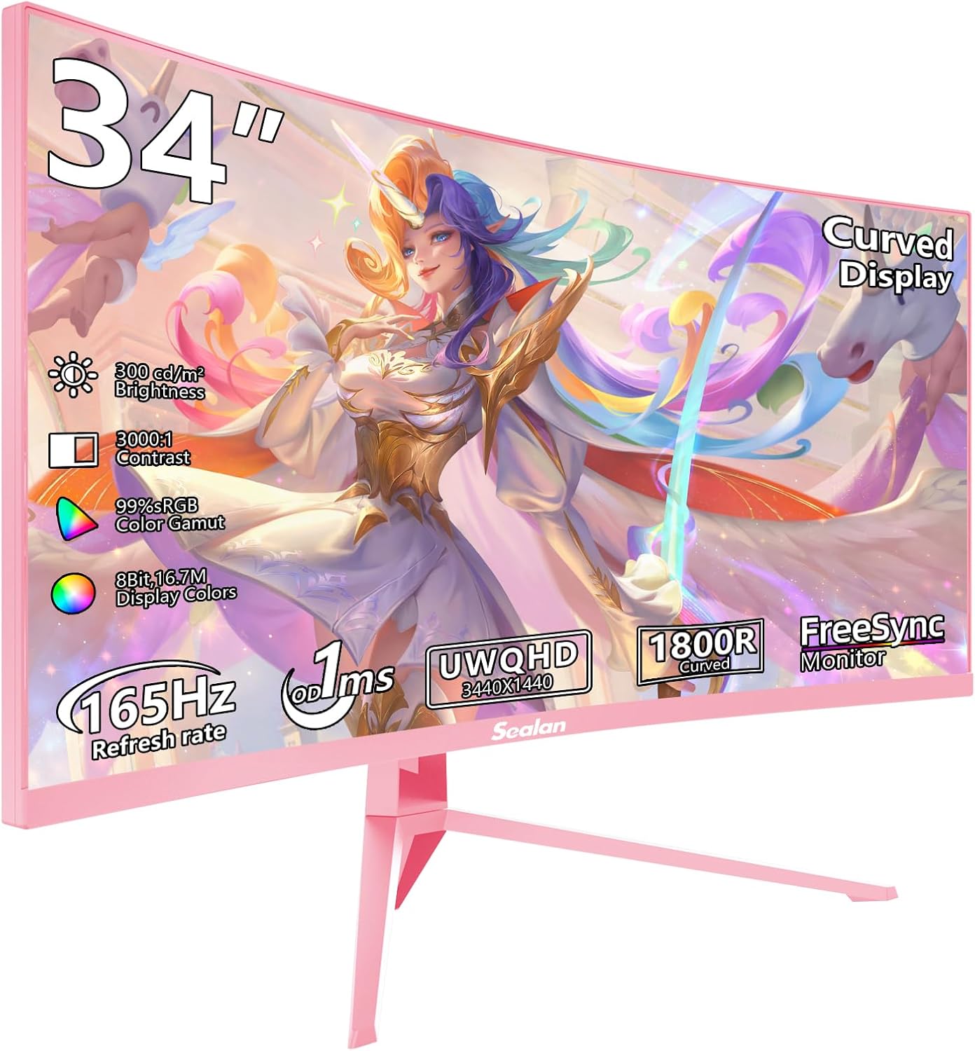 34 Inch Curved Ultrawide Gaming Monitor with 165Hz Refresh Rate