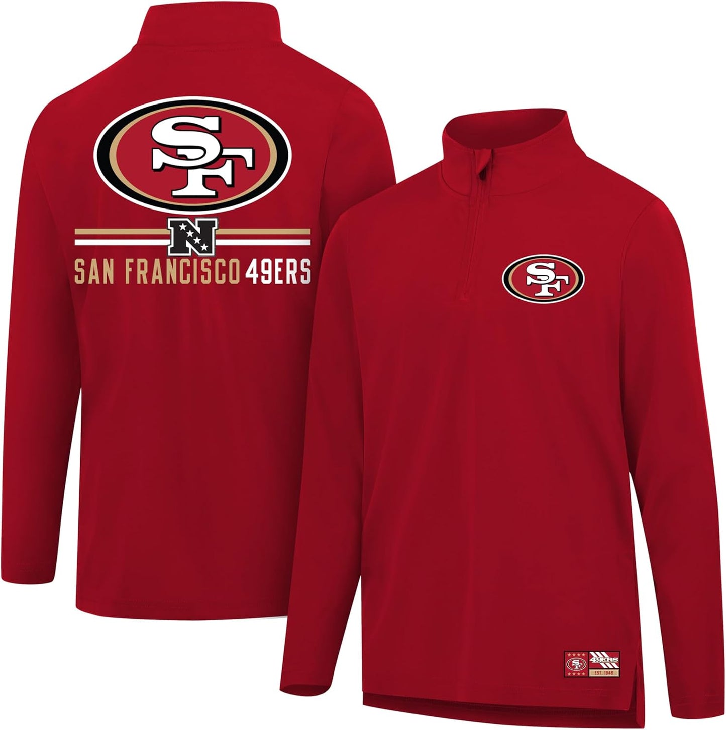 Ultra Game Men's NFL Official Super Soft Quarter Zip T-Shirt