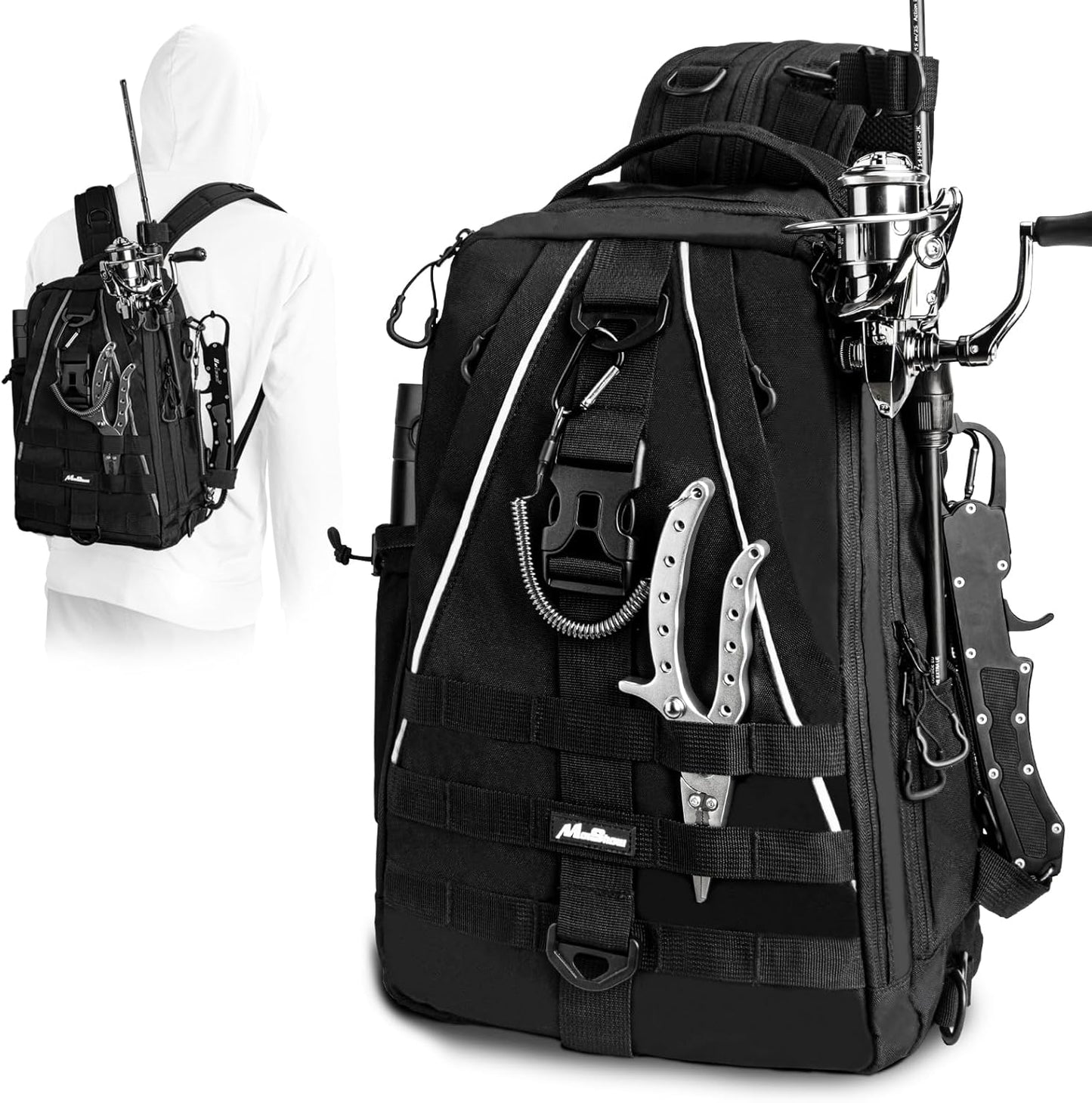 Fishing Backpack: MoiShow Tackle Bag with Rod Holder