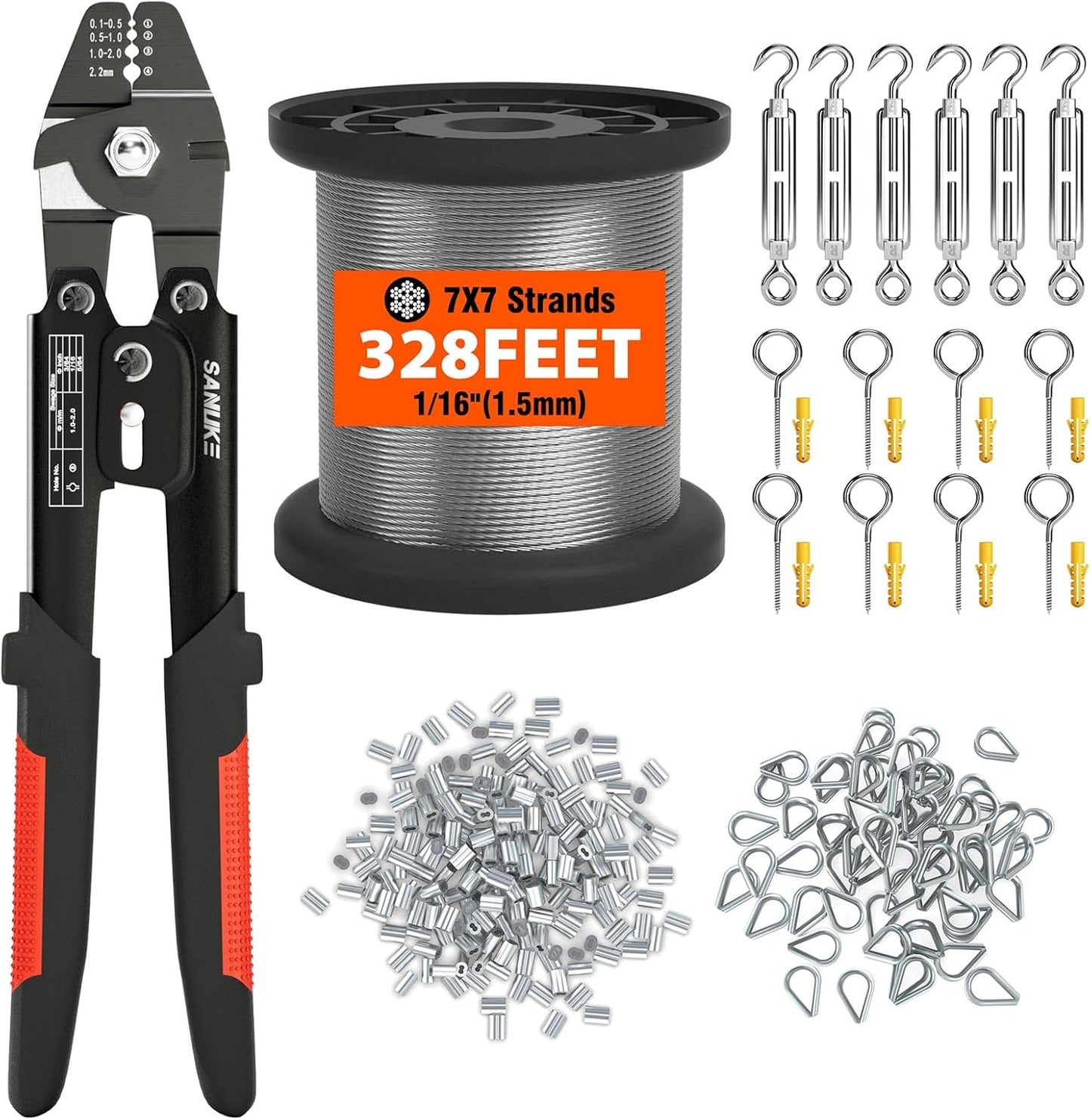 Sanuke Wire Rope Crimp Kit for Railing and Decking Projects