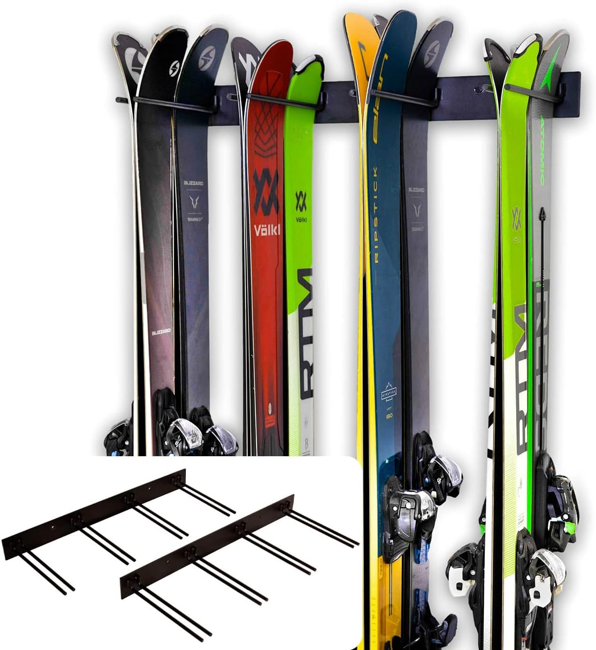 Solid Steel Ski Rack | Indoor Wall Mount Organizer