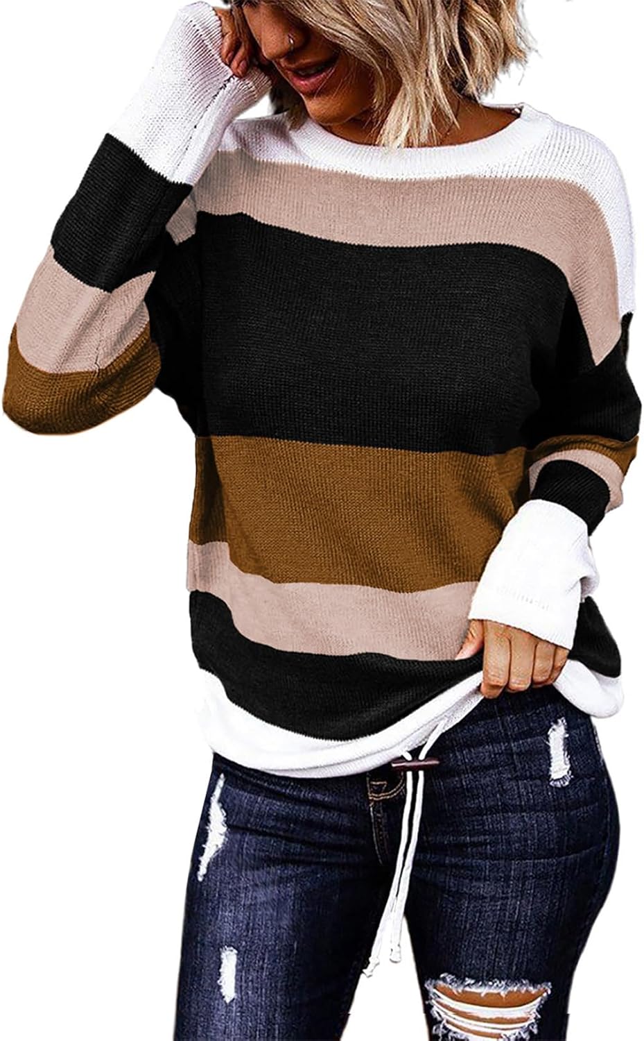 Dokotoo Womens Sweaters Striped Fall Winter Outfits 2025 Fashion