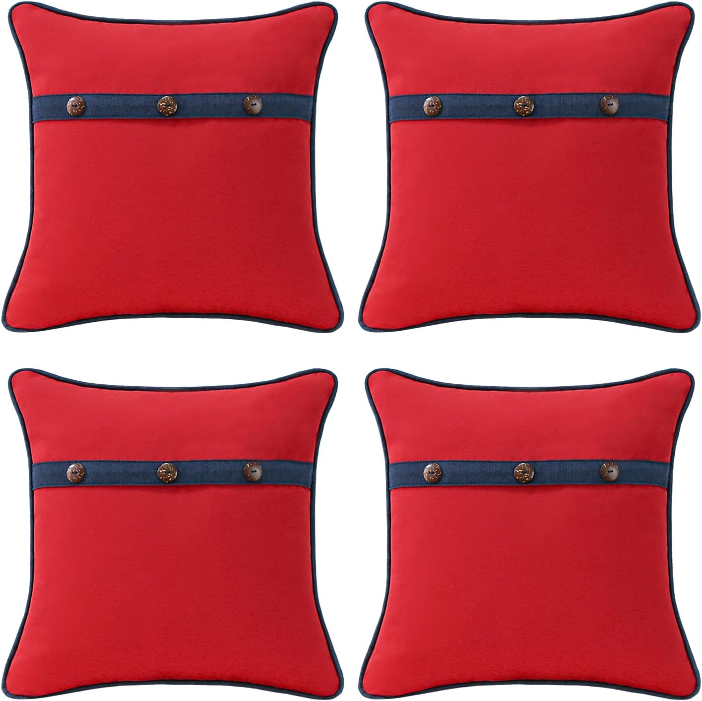 Outdoor Sunbrella Decorative Pillows with Triple Coconut Buttons