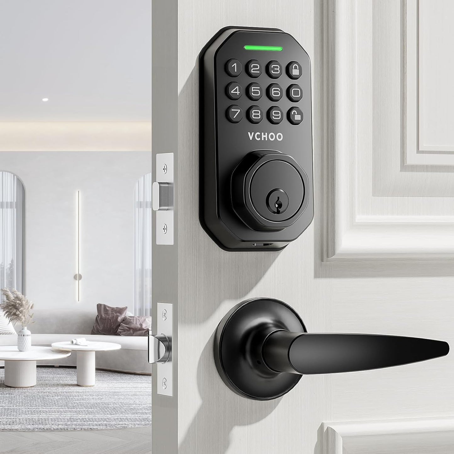 Keyless Entry Door Lock Deadbolt with Handle Set for Security