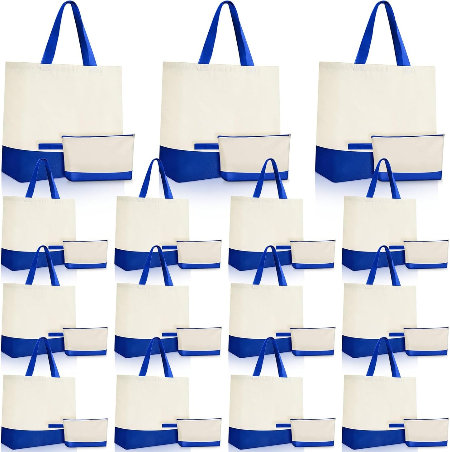 Sanwuta Canvas Tote Bags Bulk with Zipper Cosmetic Pouch